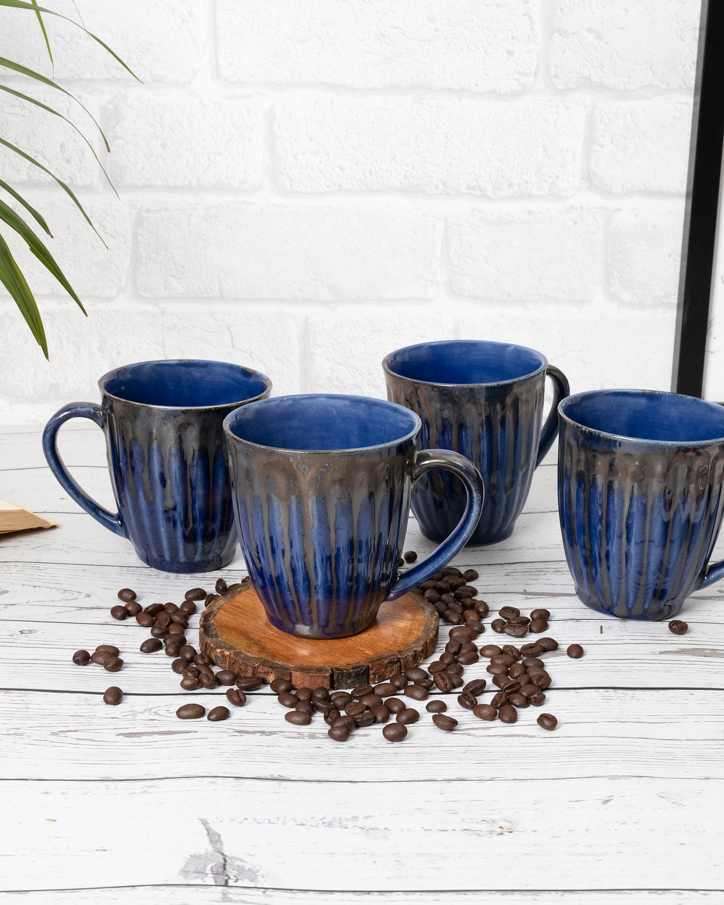 Handmade Irish Coffee Tea & Beer Mugs, Set of Four Altered Glaze latte Cups, Melon