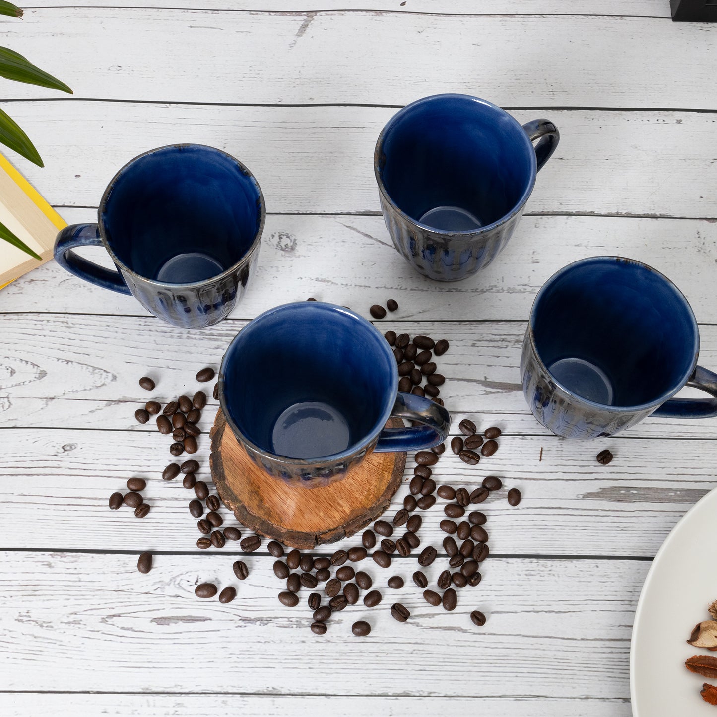 Handmade Irish Coffee Tea & Beer Mugs, Set of Four Altered Glaze latte Cups, Melon