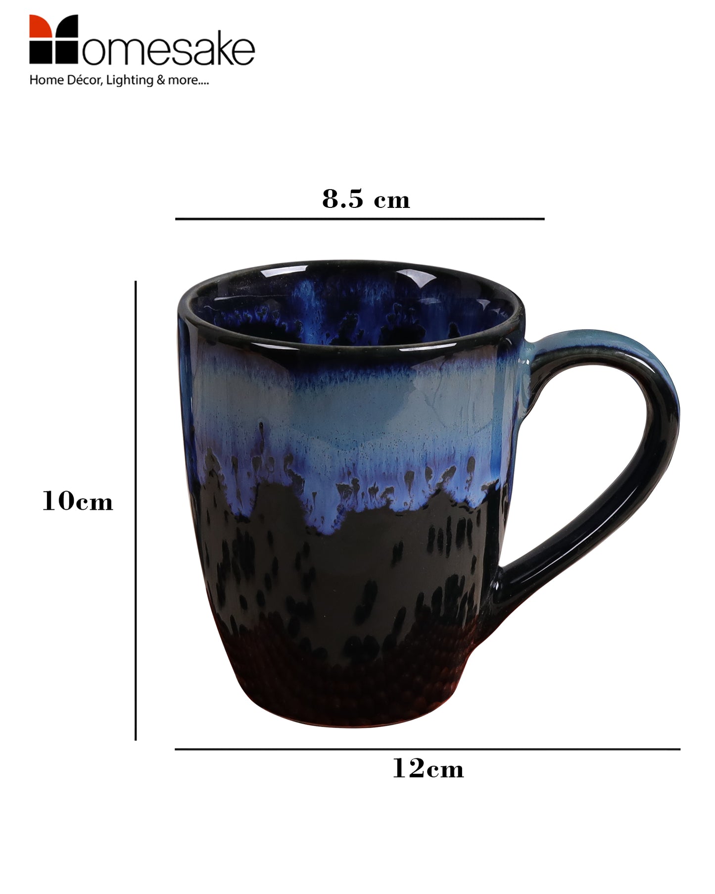 Handmade Irish Coffee Tea & Beer Mugs, Set of Four Altered Glaze latte Cups, tall, Blue Black