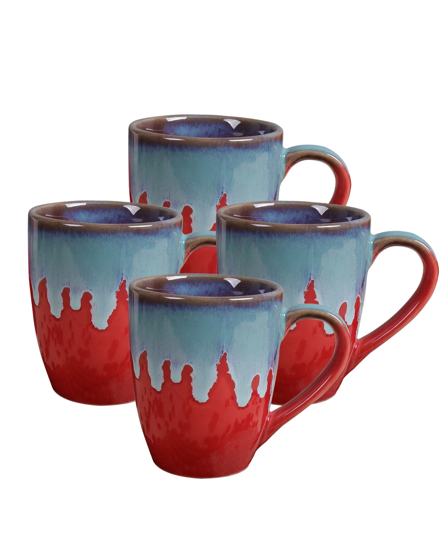 Handmade Irish Coffee Tea & Beer Mugs, Set of Four Altered Glaze latte Cups, Melon