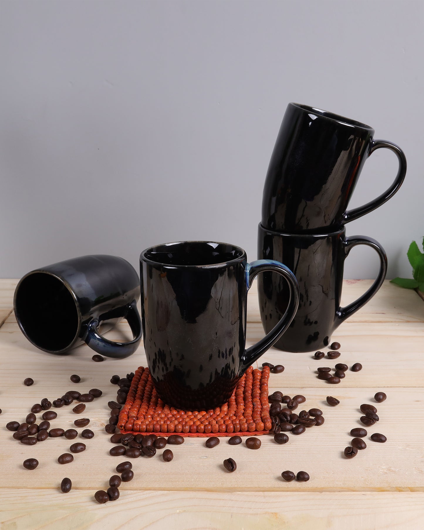 Handmade Irish Coffee Tea & Beer Mugs, Set of Four Altered Glaze latte Cups, Melon