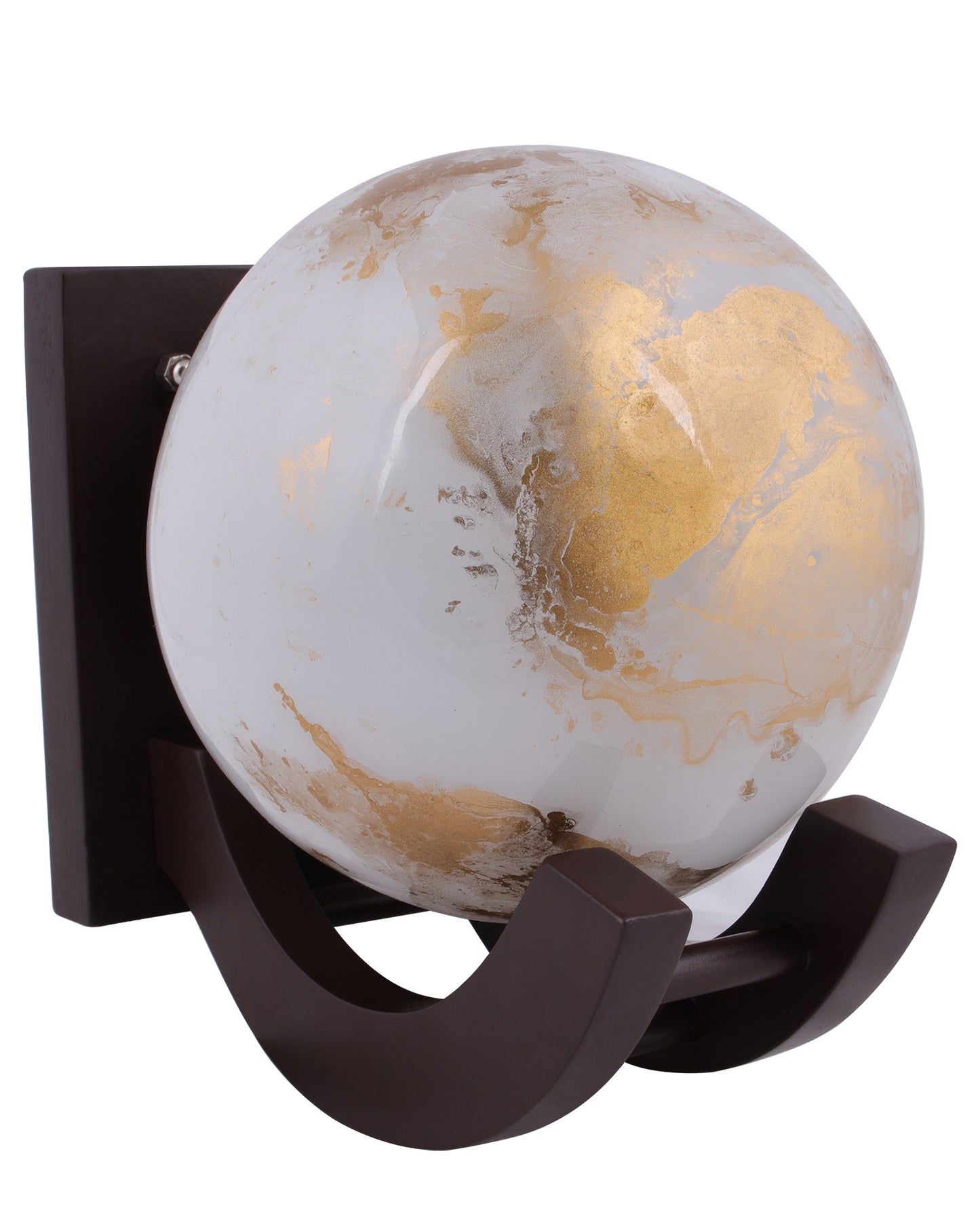 Nordic Wooden Wall Lamps, Zedo E27 Sconces with Marble Glass Shades