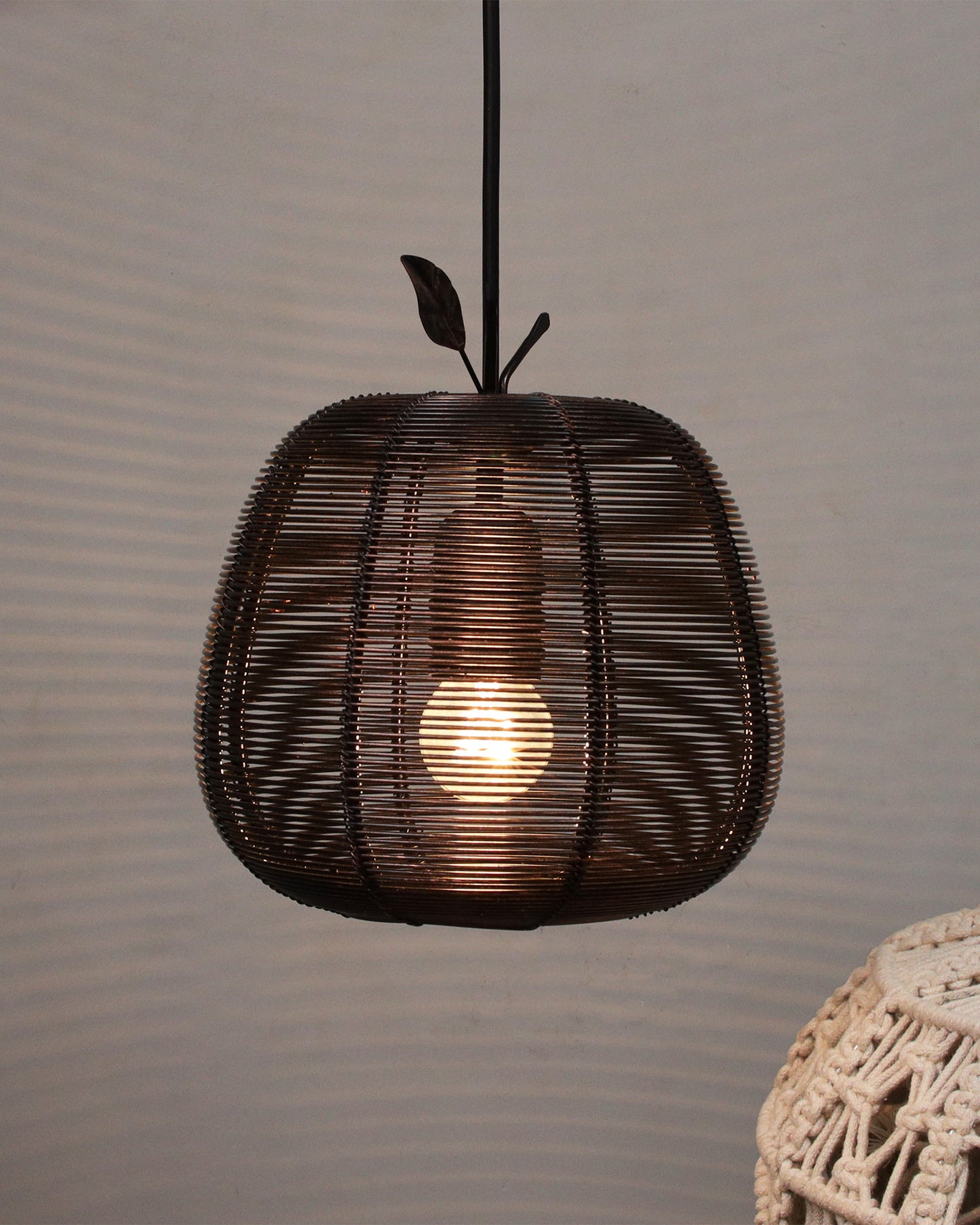 Antique Black Metal pendant light, E27 wire mesh ceiling lamp, Apple