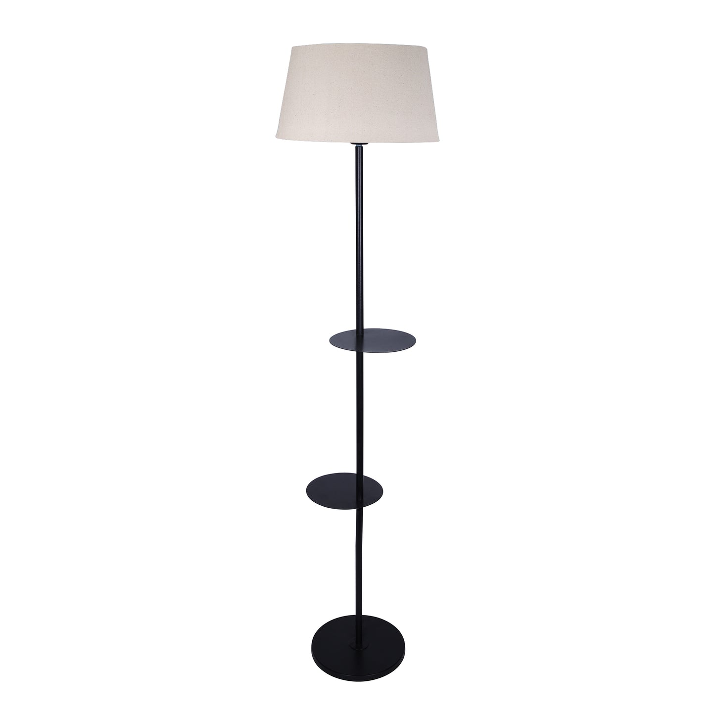 Contemporary Duo Shelf Metal Floor Lamp, Bedside Living room Office Home Decor Lamp, Black