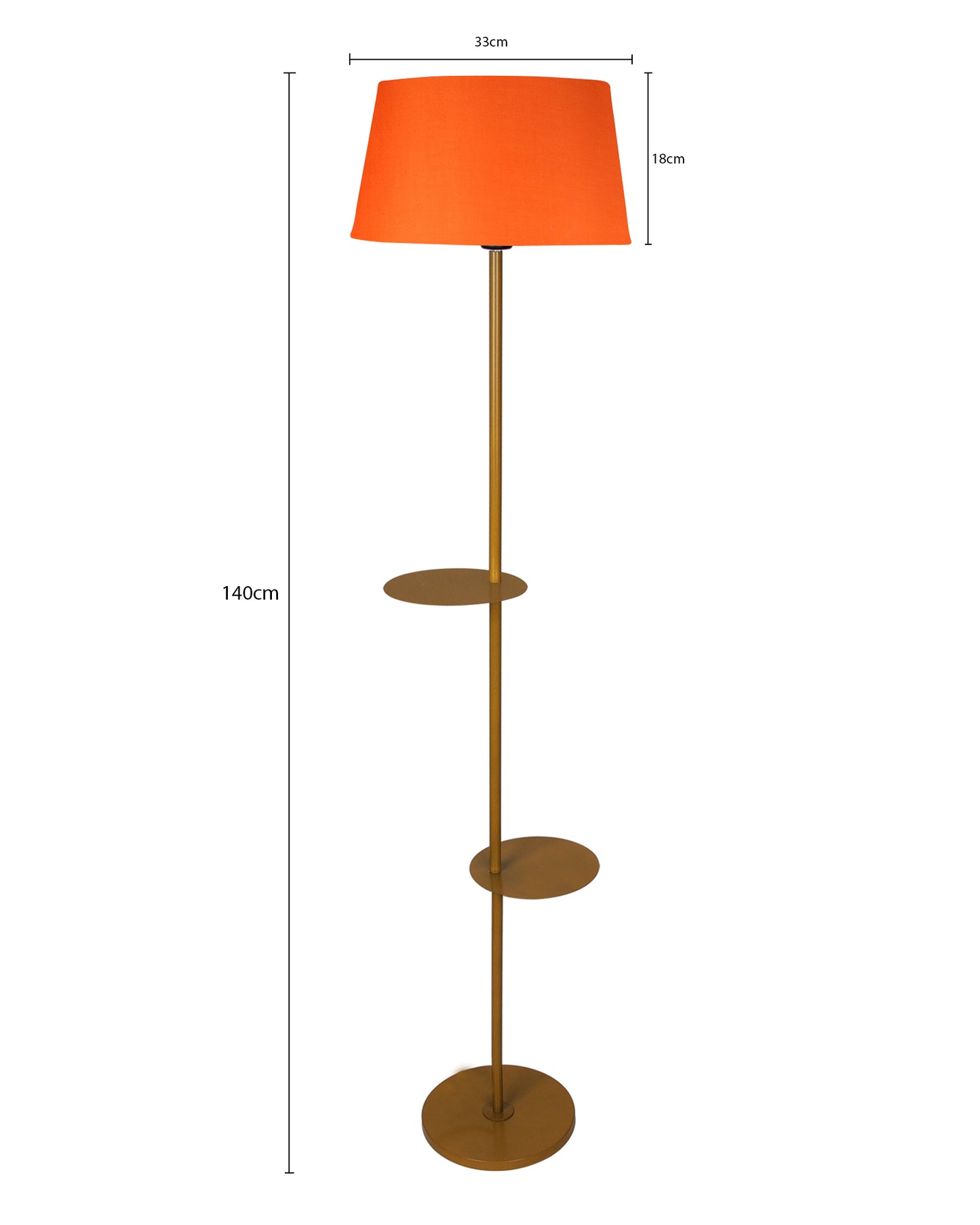 Contemporary Duo Shelf Metal Floor Lamp, Bedside Living room Office Home Decor Lamp, Golden