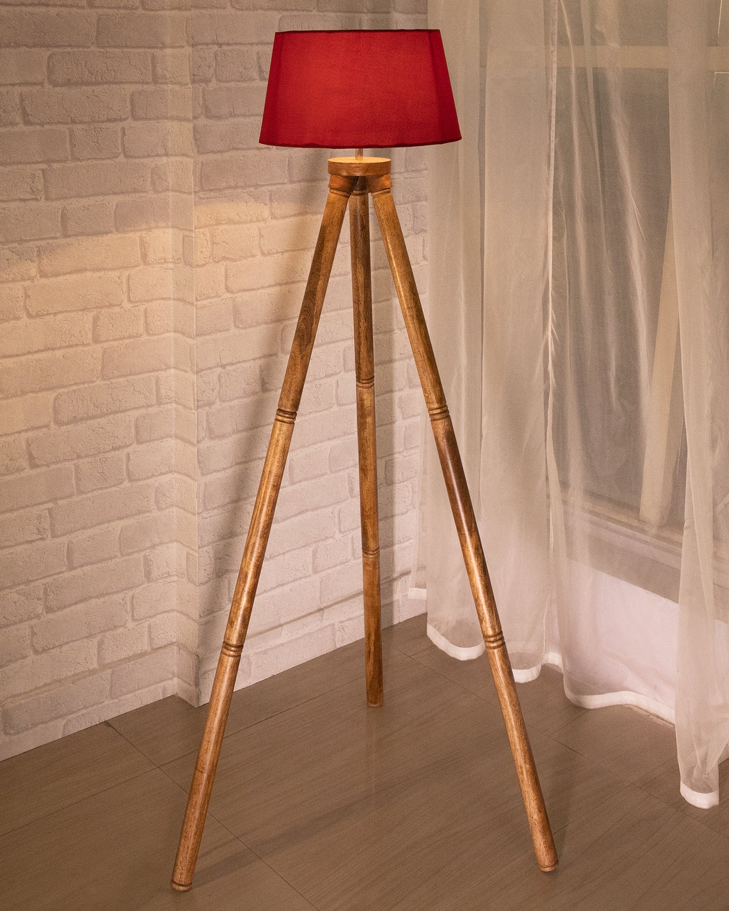 Wood Tripod Floor Lamp, Mid Century Standing Lamp, E27 Lamp Base, With shade Modern Design Floor Reading Lamp for Living Room Bedroom, Study Room and Office