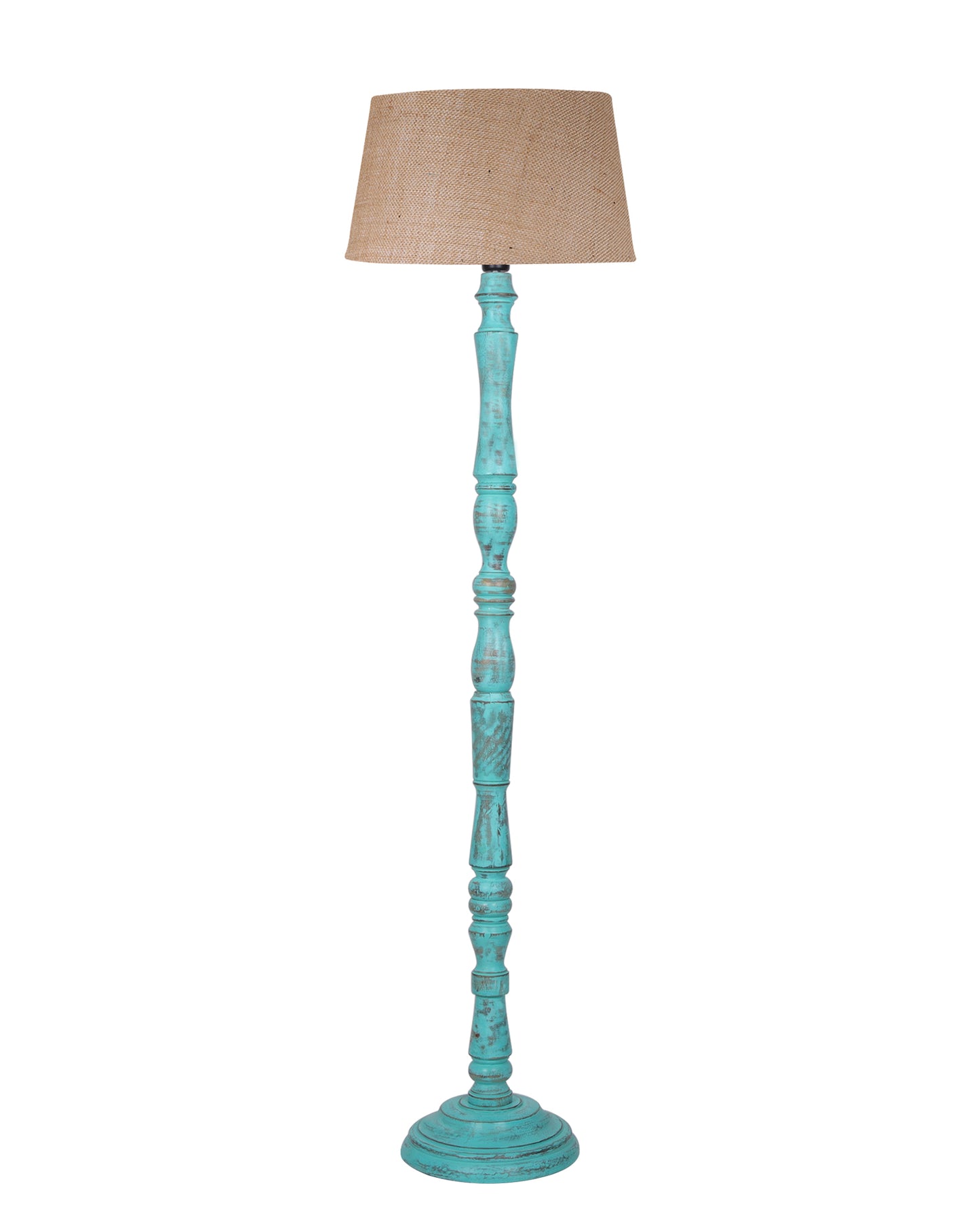 Wood Antique Candlestick Fabric Drum Shade Decor for Living Room Reading House Bedroom Home, Green Glendora