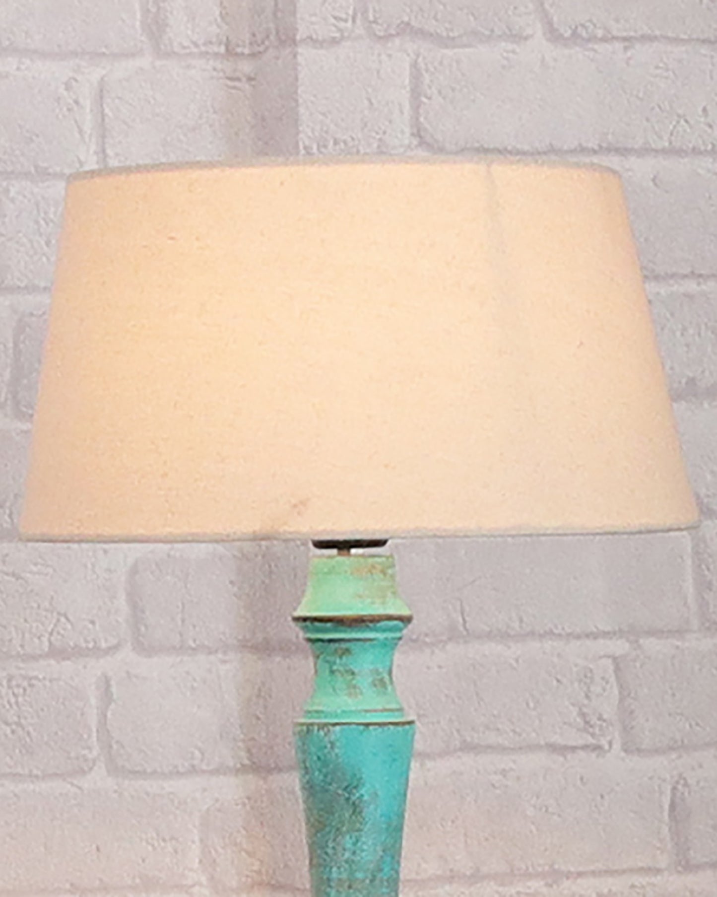 Wood Antique Candlestick Fabric Drum Shade Decor for Living Room Reading House Bedroom Home, Green Glendora