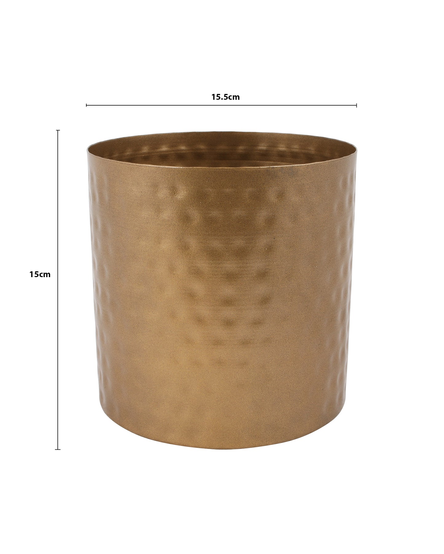 6 Inch Plant Pot, Hammered Style Gold Tone Metal Succulent Planter Pot Set of 2