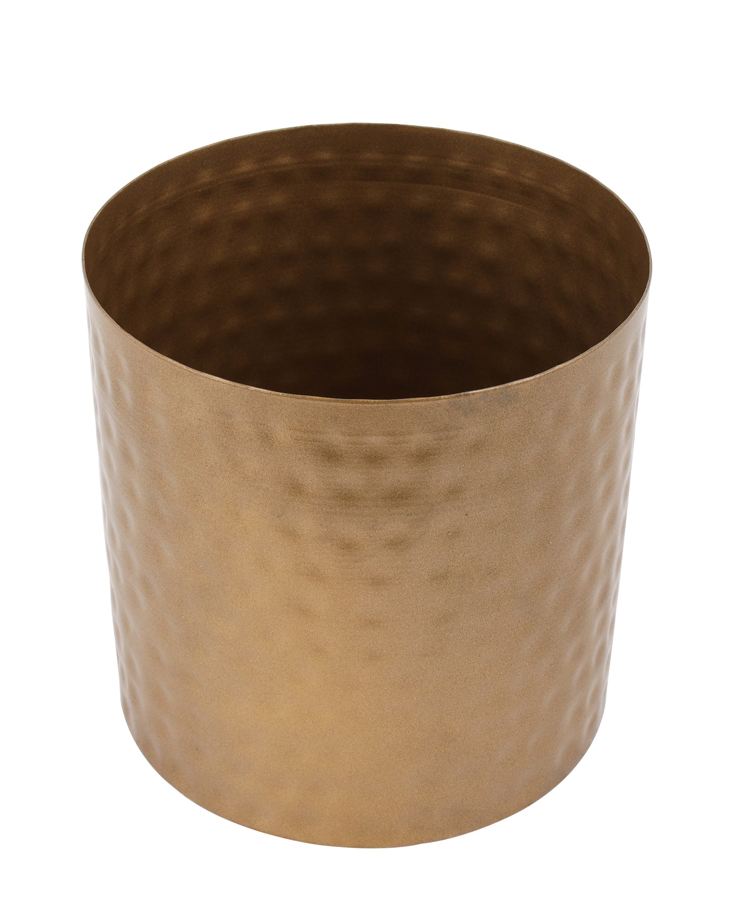 6 Inch Plant Pot, Hammered Style Gold Tone Metal Succulent Planter Pot Set of 2