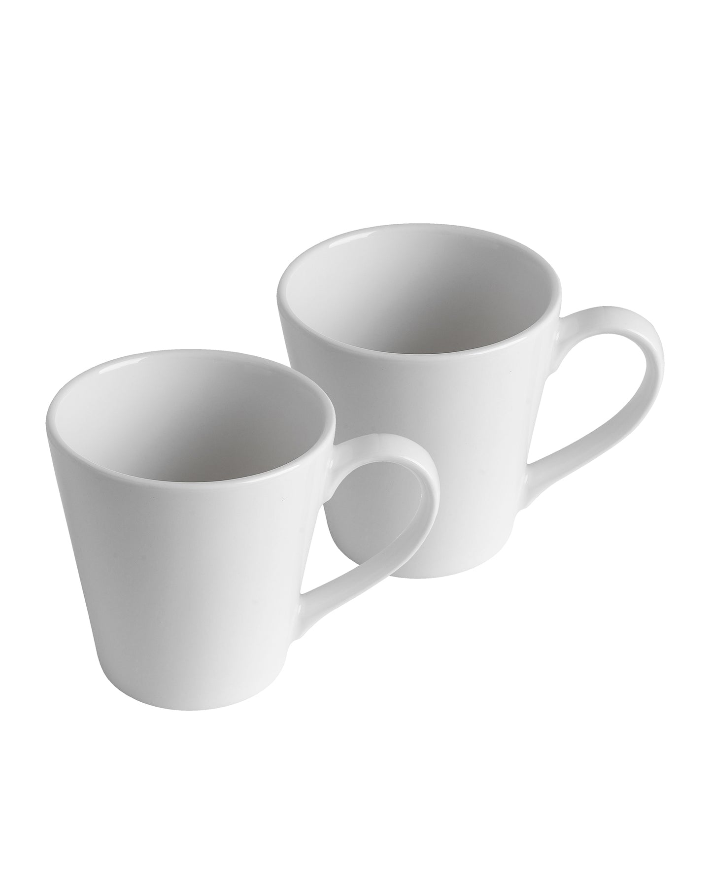 Diana Cone White Porcelain Latte Coffee Milk Mug, 290 ml, set of 2