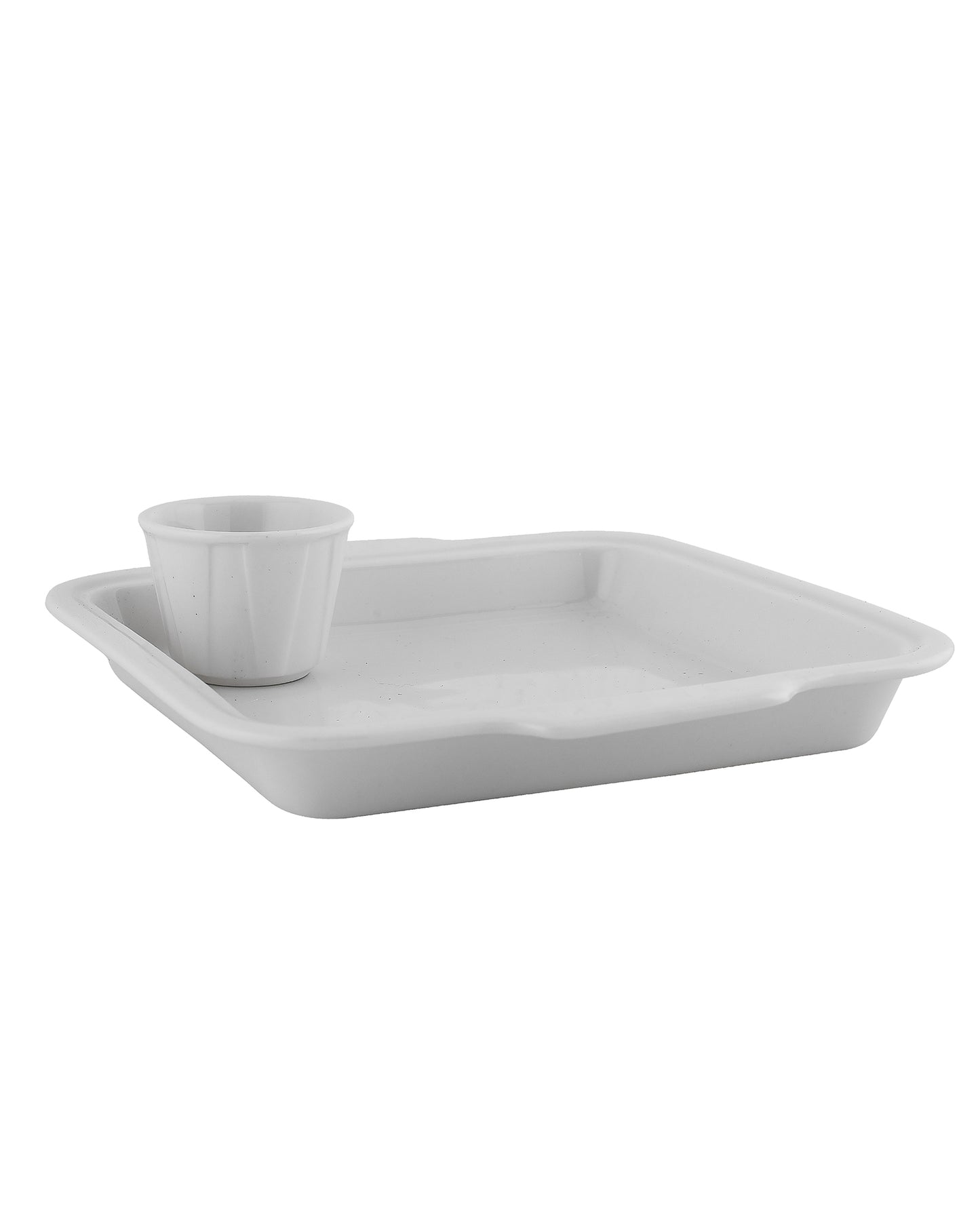 Fine Porcelain Burger Plate with Dip Bowl, White, Snacks Pasta Tray