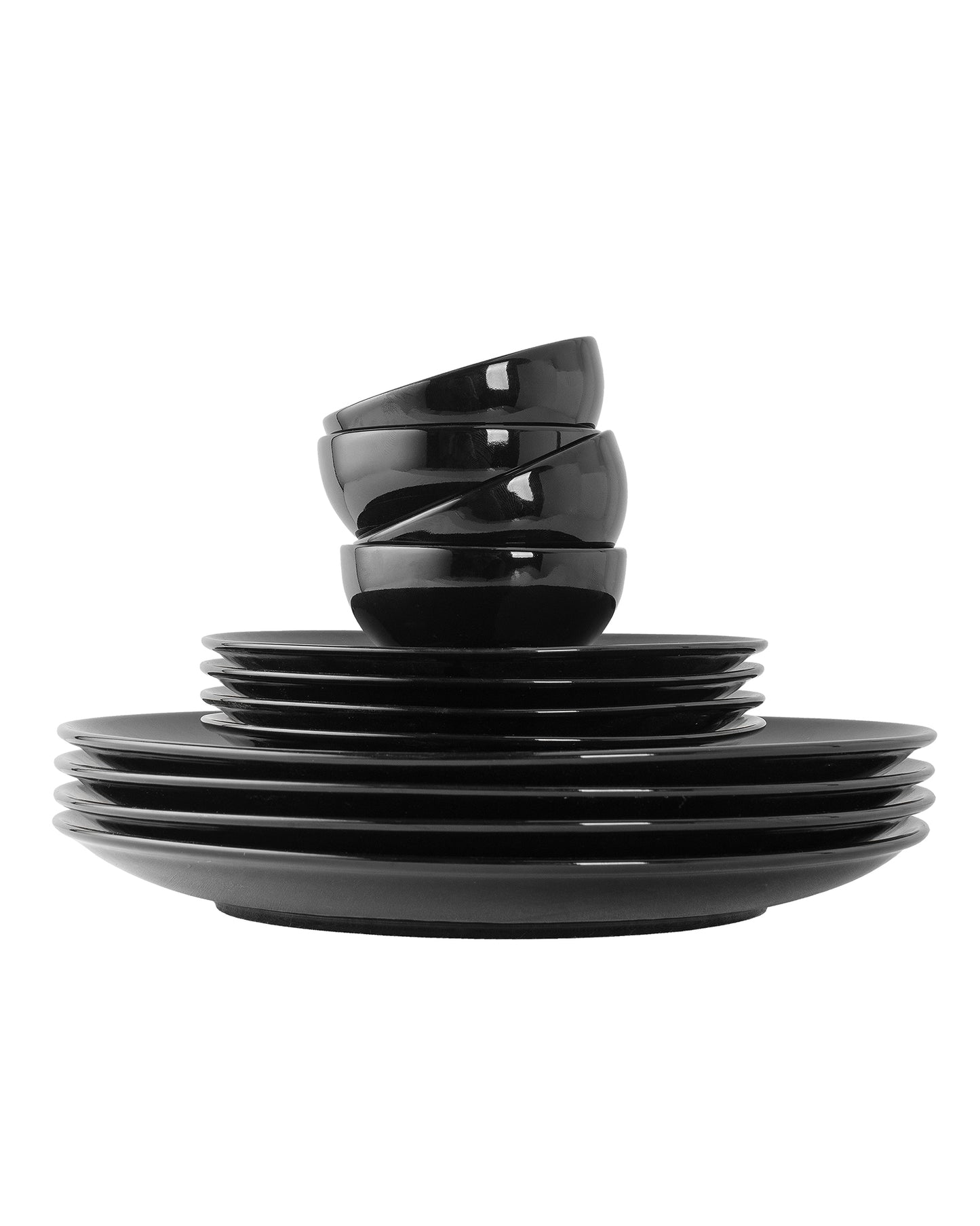 Fine Porcelain Glossy Black Prime Dinner Set