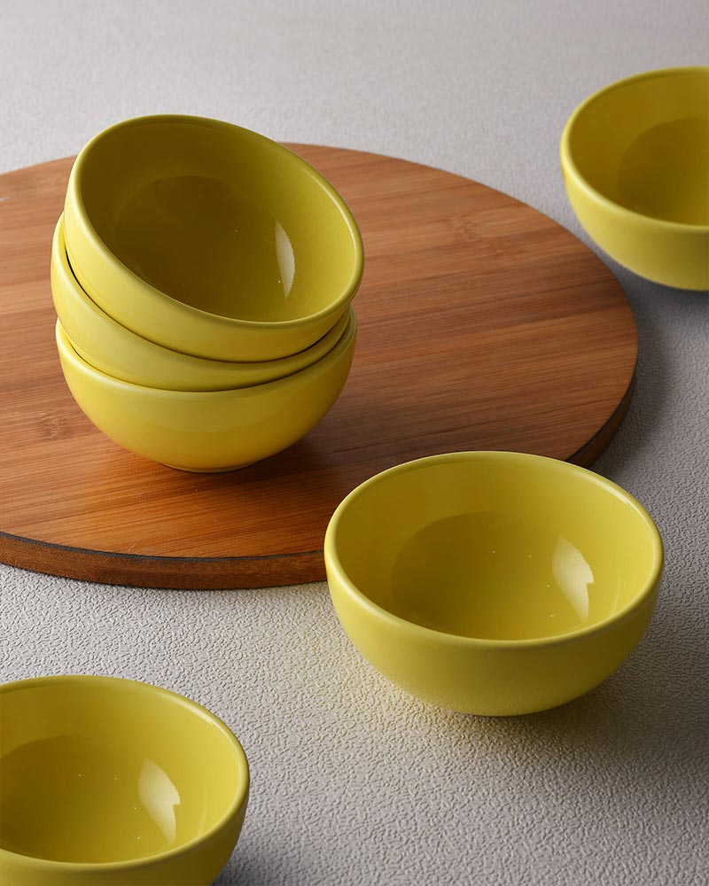 Fine Porcelain Classic Prime Bowl, Dessert Cereal, Soup, Salad, Pasta Bowl, Set of Yellow