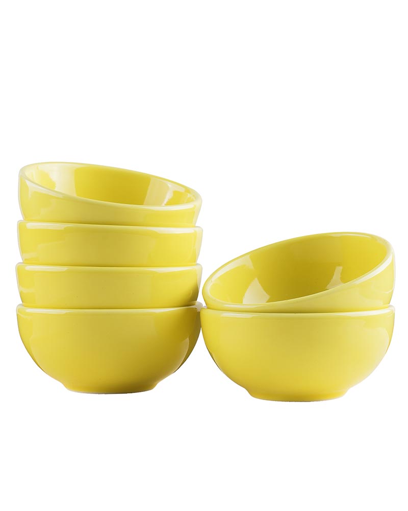 Fine Porcelain Classic Prime Bowl, Dessert Cereal, Soup, Salad, Pasta Bowl, Set of Yellow