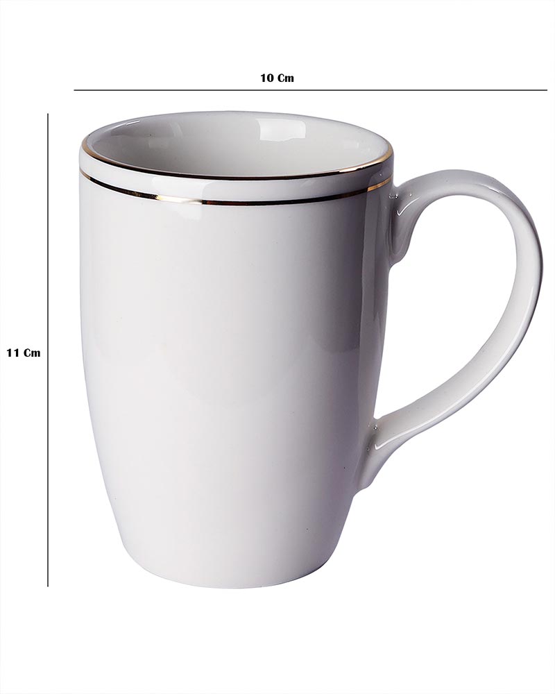 Luxury Morning Tea, Coffee, Milk Mug, 300 ml, White Gold Porcelain