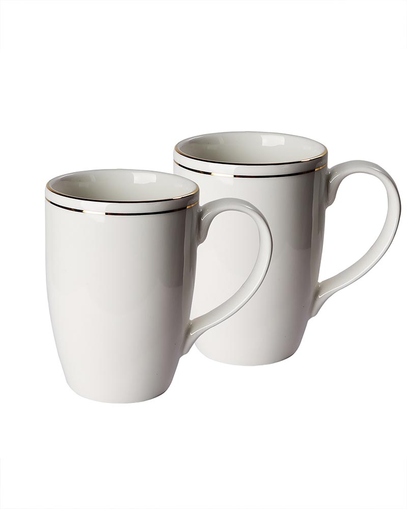 Luxury Morning Tea, Coffee, Milk Mug, 300 ml, White Gold Porcelain