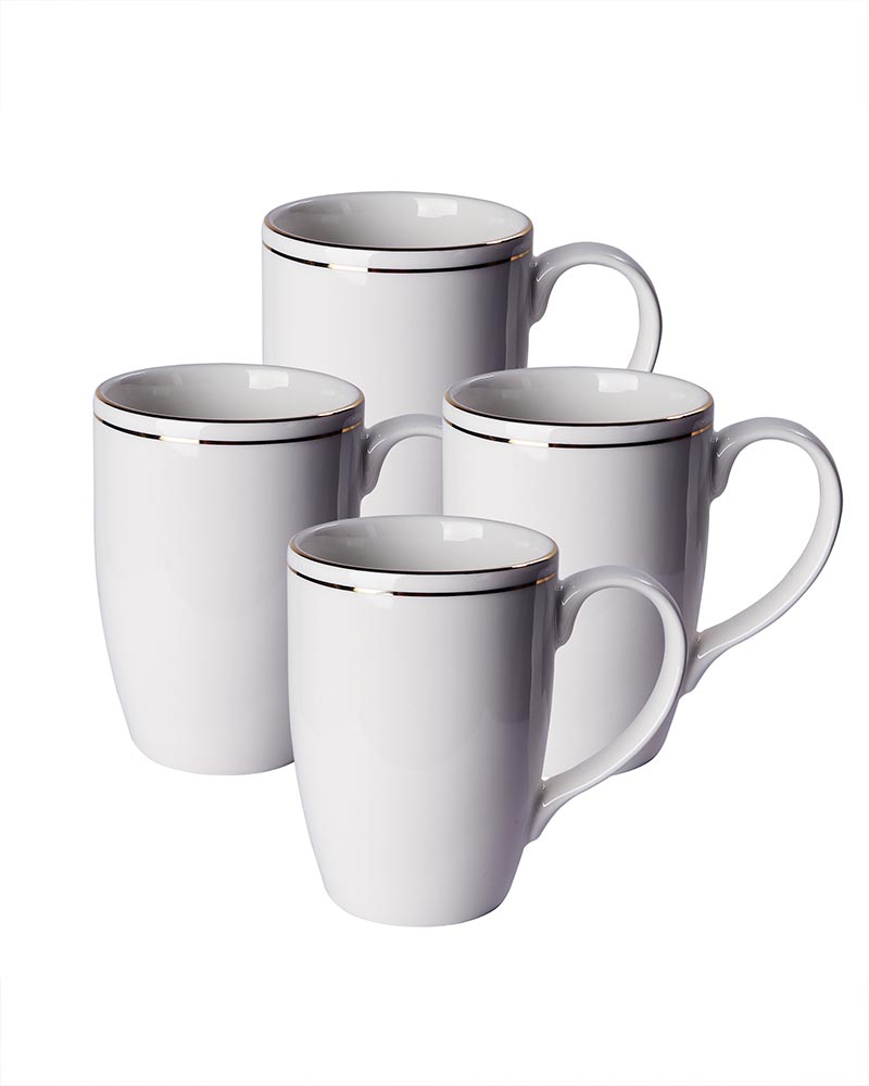 Luxury Morning Tea, Coffee, Milk Mug, 300 ml, White Gold Porcelain