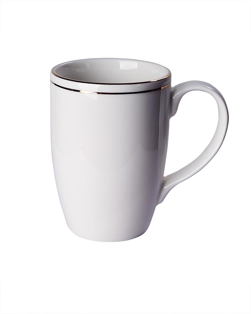 Luxury Morning Tea, Coffee, Milk Mug, 300 ml, White Gold Porcelain