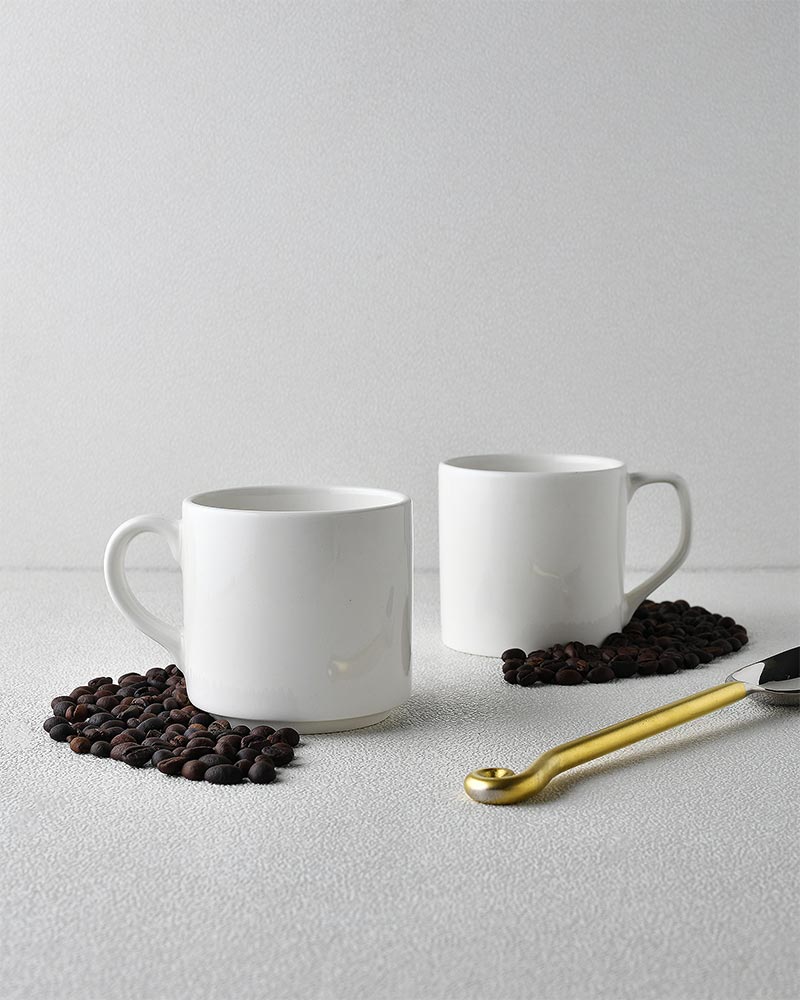 Retro Morning Tea, Coffee, Expresso Mug, 300 ml, White Porcelain, Diana, Set of 4