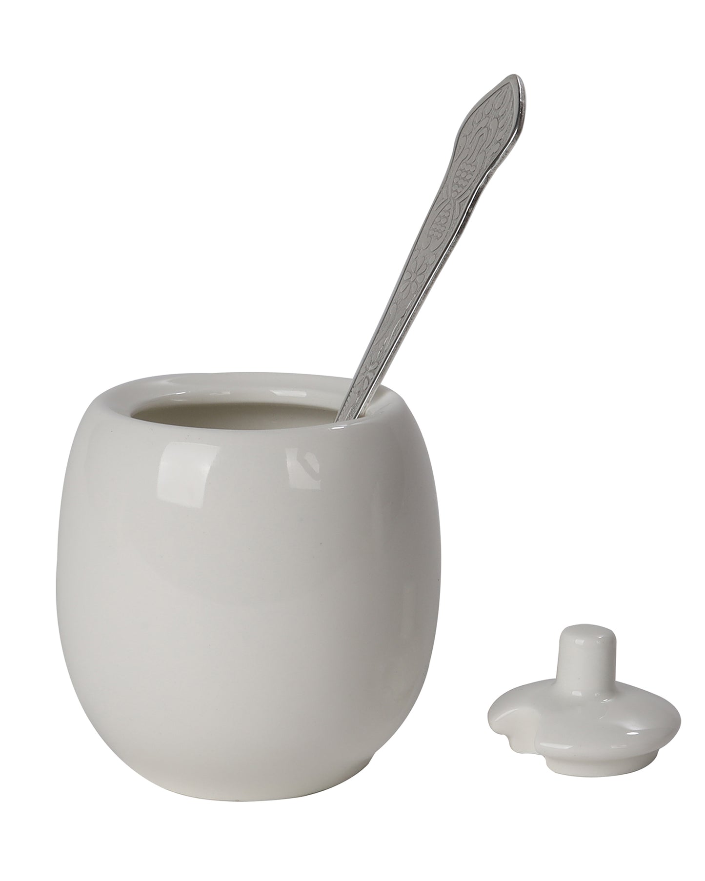 Porcelain Sugar Bowls Set Salt Containers Condiment Jar Porcelain Spice Pickle Pots Pepper Boxes with Lids, Metal Spoon