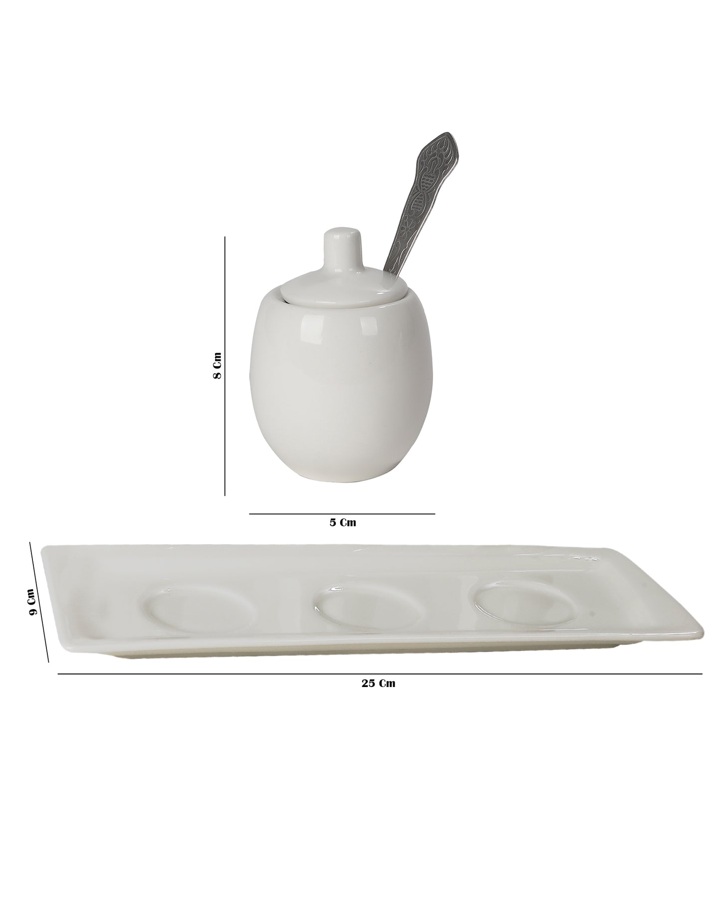 Porcelain Sugar Bowls Set Salt Containers Condiment Jar Porcelain Spice Pickle Pots Pepper Boxes with Lids, Metal Spoon