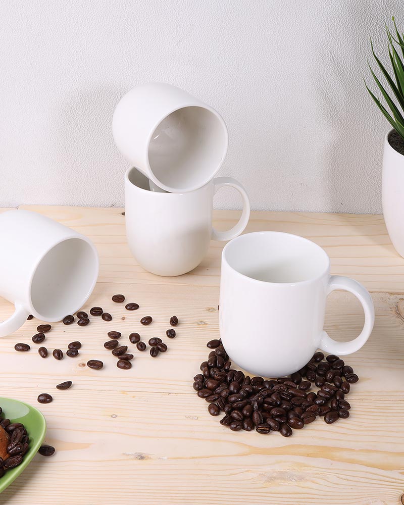 Coffee Mugs 20cl Coffee Mug ,Gift for Women Men Mom Dad,Mugs with Large Handle for Coffee Tea Cocoa Soup,Ceramic, Dishwasher & Microwave Safe, Coupe White