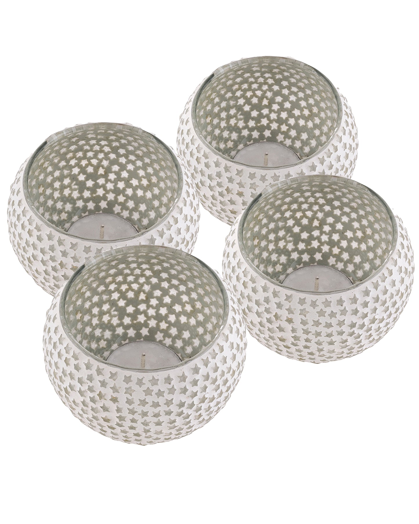 Moroccan White Glass Star Mosaic Candle Holder, Tea Light holder Votive
