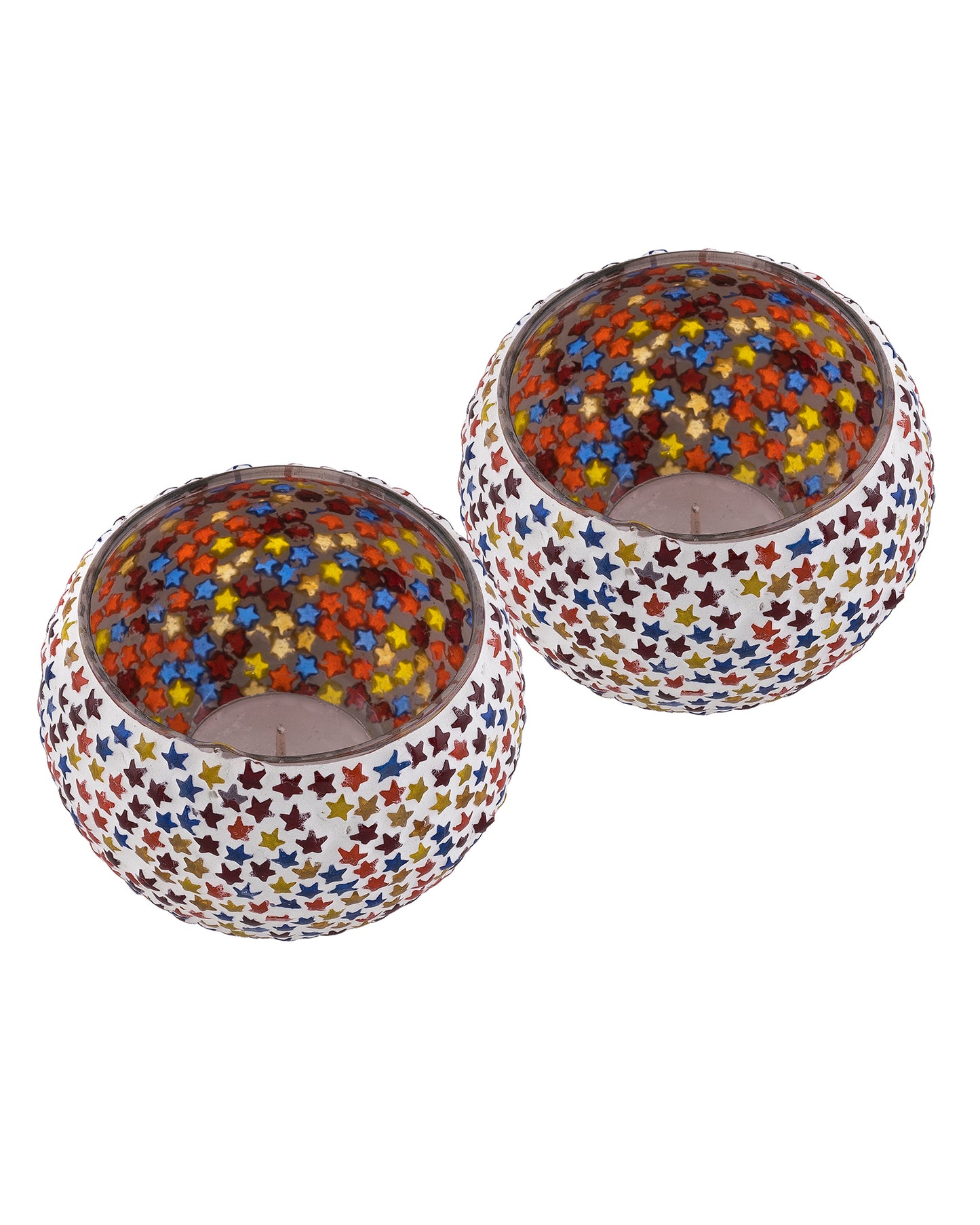 Moroccan White Glass Star Mosaic Candle Holder, Tea Light holder Votive