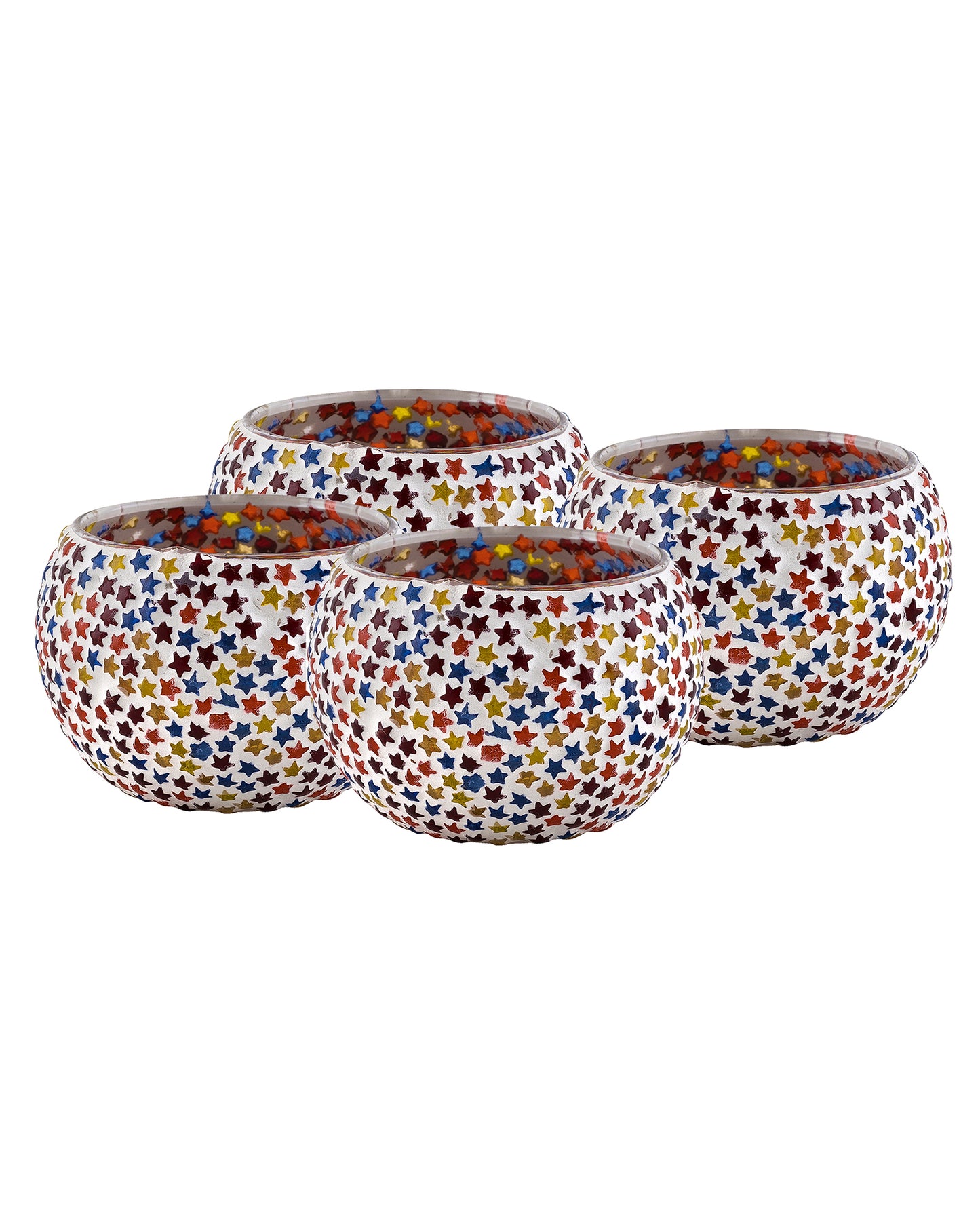 Moroccan White Glass Star Mosaic Candle Holder, Tea Light holder Votive