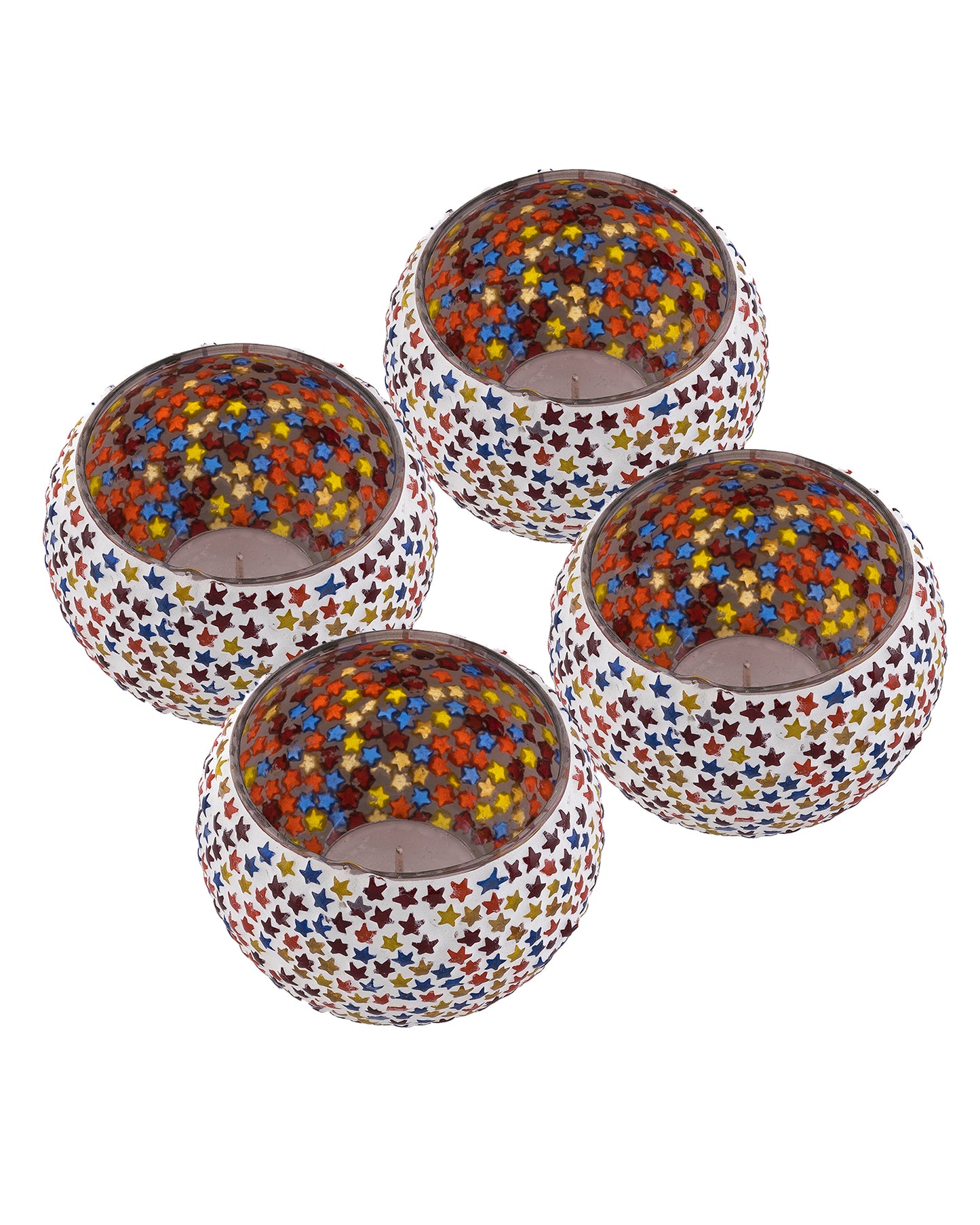 Moroccan White Glass Star Mosaic Candle Holder, Tea Light holder Votive