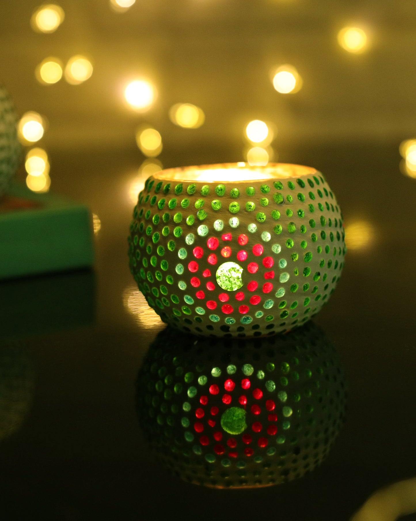 Moroccan White Glass Star Mosaic Candle Holder, Tea Light holder Votive