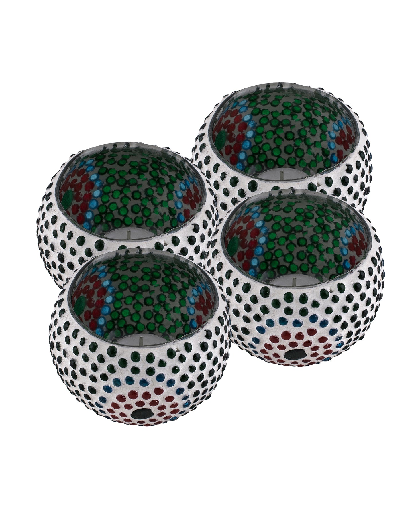 Moroccan White Glass Star Mosaic Candle Holder, Tea Light holder Votive