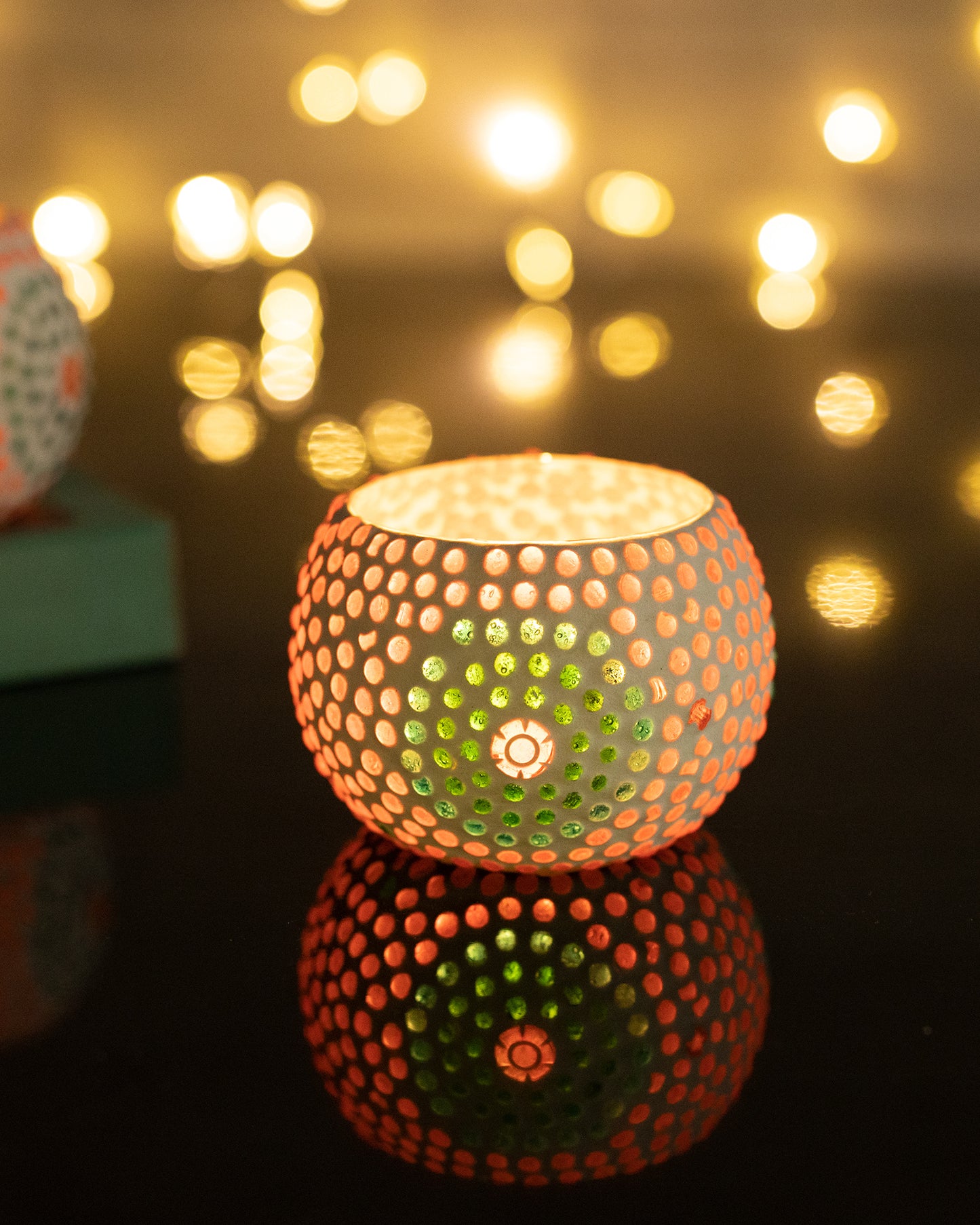 Moroccan White Glass Star Mosaic Candle Holder, Tea Light holder Votive