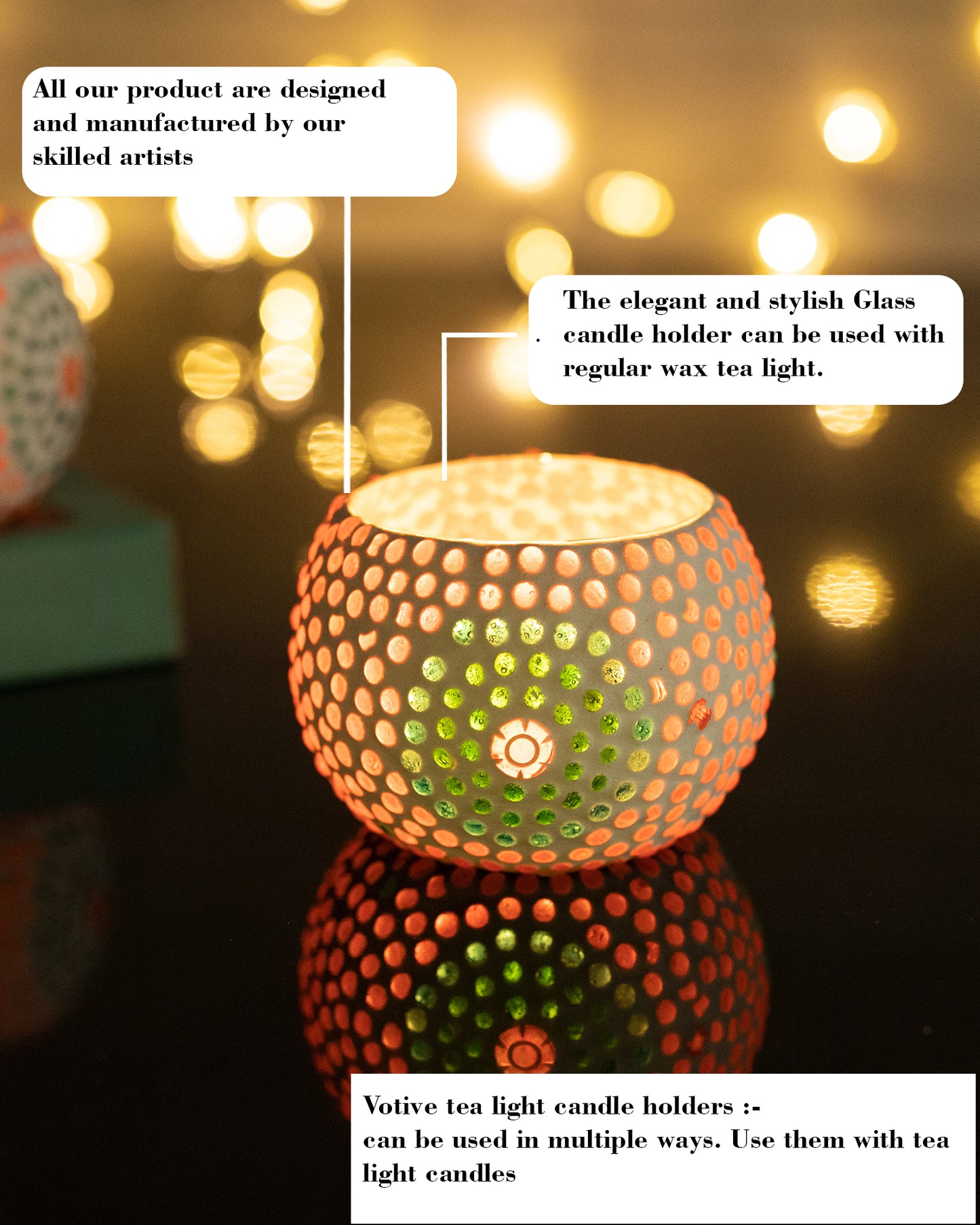 Moroccan White Glass Star Mosaic Candle Holder, Tea Light holder Votive