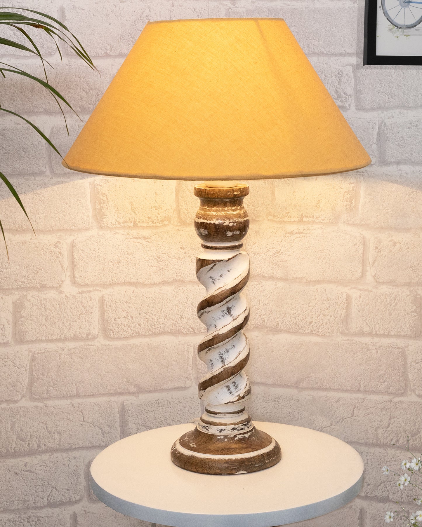 Signature Rustic Rope Whitewash Table Lamp With Jute Drum Shade, farmhouse Living Room Bedroom House Bedside Nightstand Home Office Reading Light