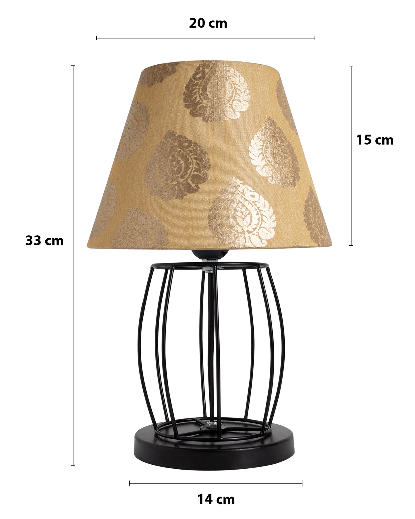 Modern Table Lamp, Metal Wire Cage Base Modern Fabric Lampshade for Home Office Cafe Restaurant,