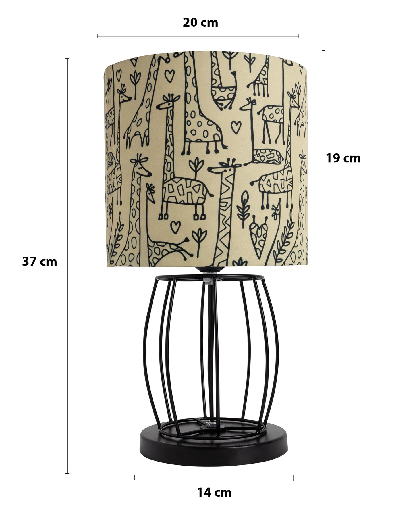 Modern Table Lamp, Metal Wire Cage Base Modern Fabric Lampshade for Home Office Cafe Restaurant,