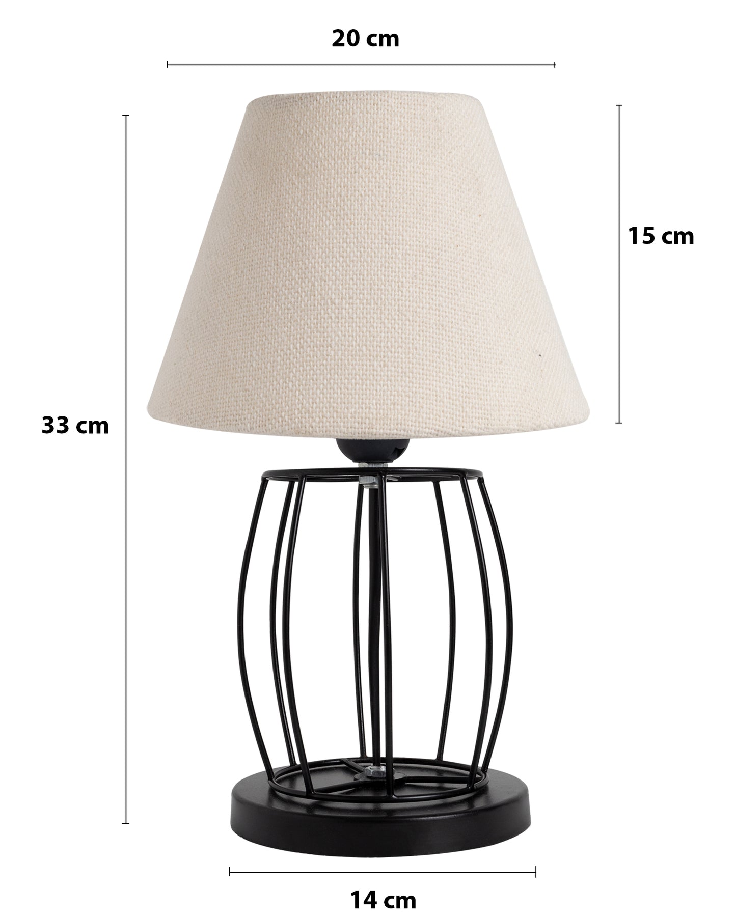 Modern Table Lamp, Metal Wire Cage Base Modern Fabric Lampshade for Home Office Cafe Restaurant,