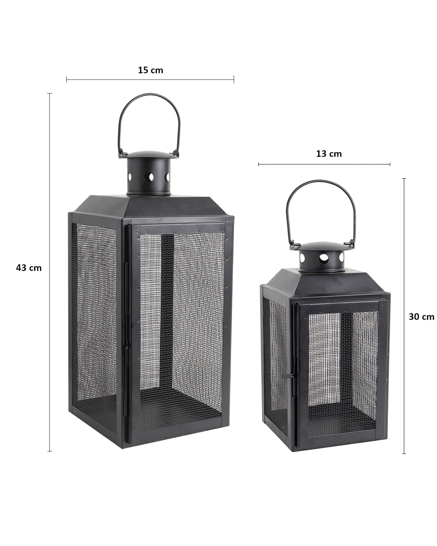 Set of 2 Iron Lantern and Candle Tealight Holder for Home Decor Items With 50 Warm White LEDs for Garden Patio Landscape Decoration