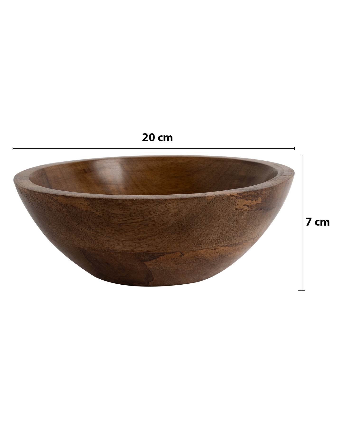 Wooden bowl flat small, Walnut finish, fruit & snack serving bowl