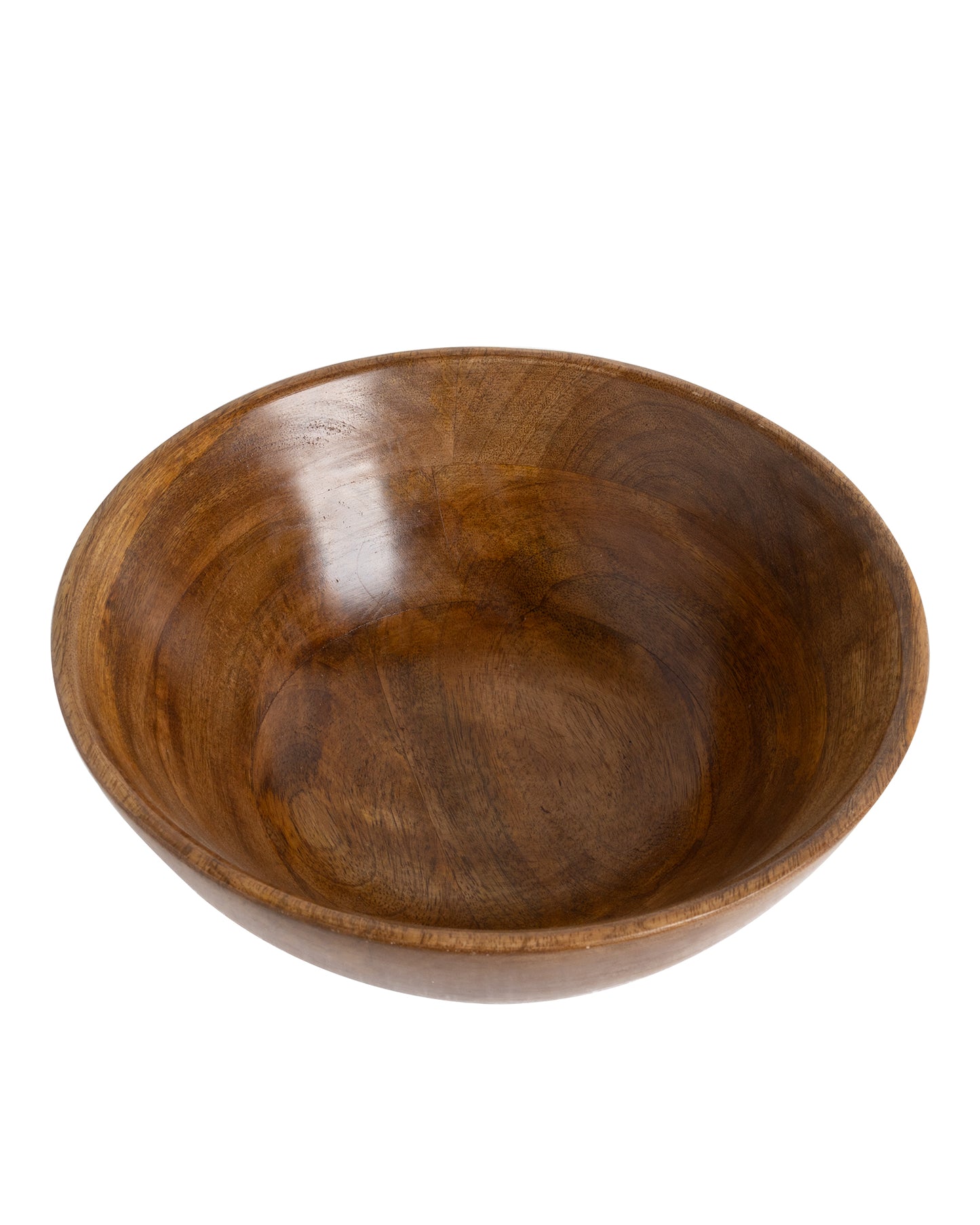 Wooden bowl flat large, Walnut finish, fruit & snack serving bowl