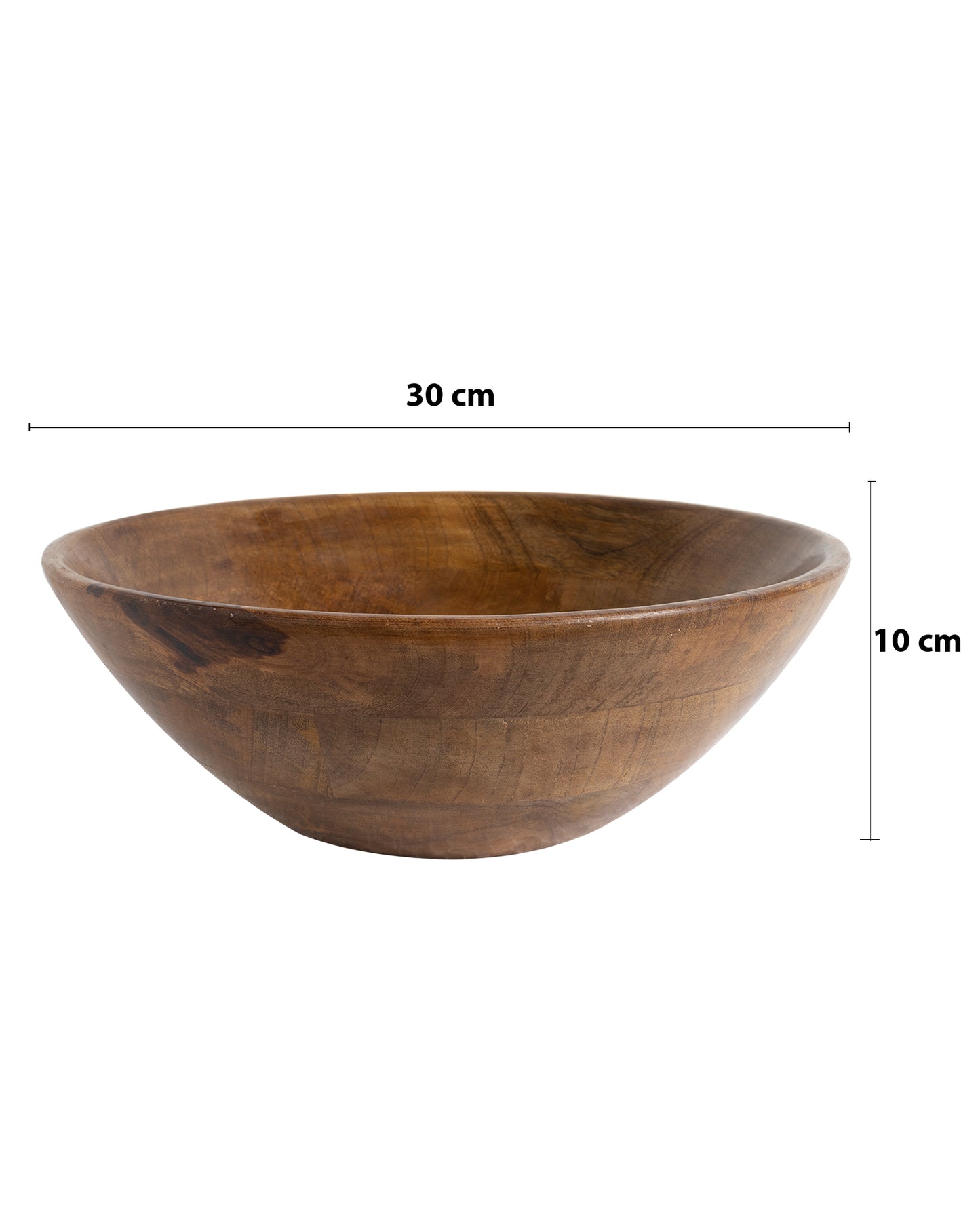 Flat base Wooden Serving Bowl for Salads, Fruits, Popcorn, Pasta