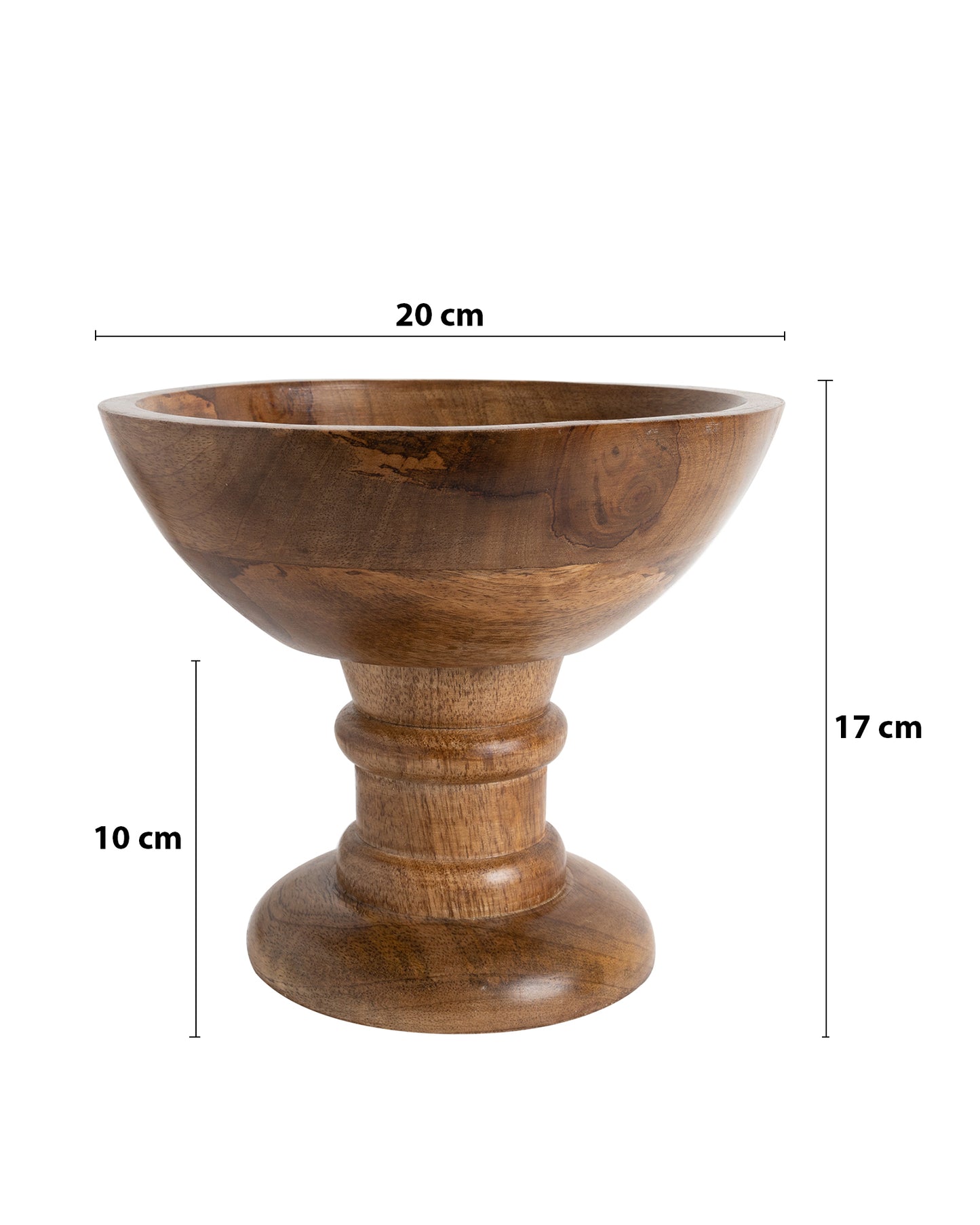 Vintage Wood Bowl with Stand-Natural Wooden Serving Bowl for Salads, Fruits, Popcorn, Pasta