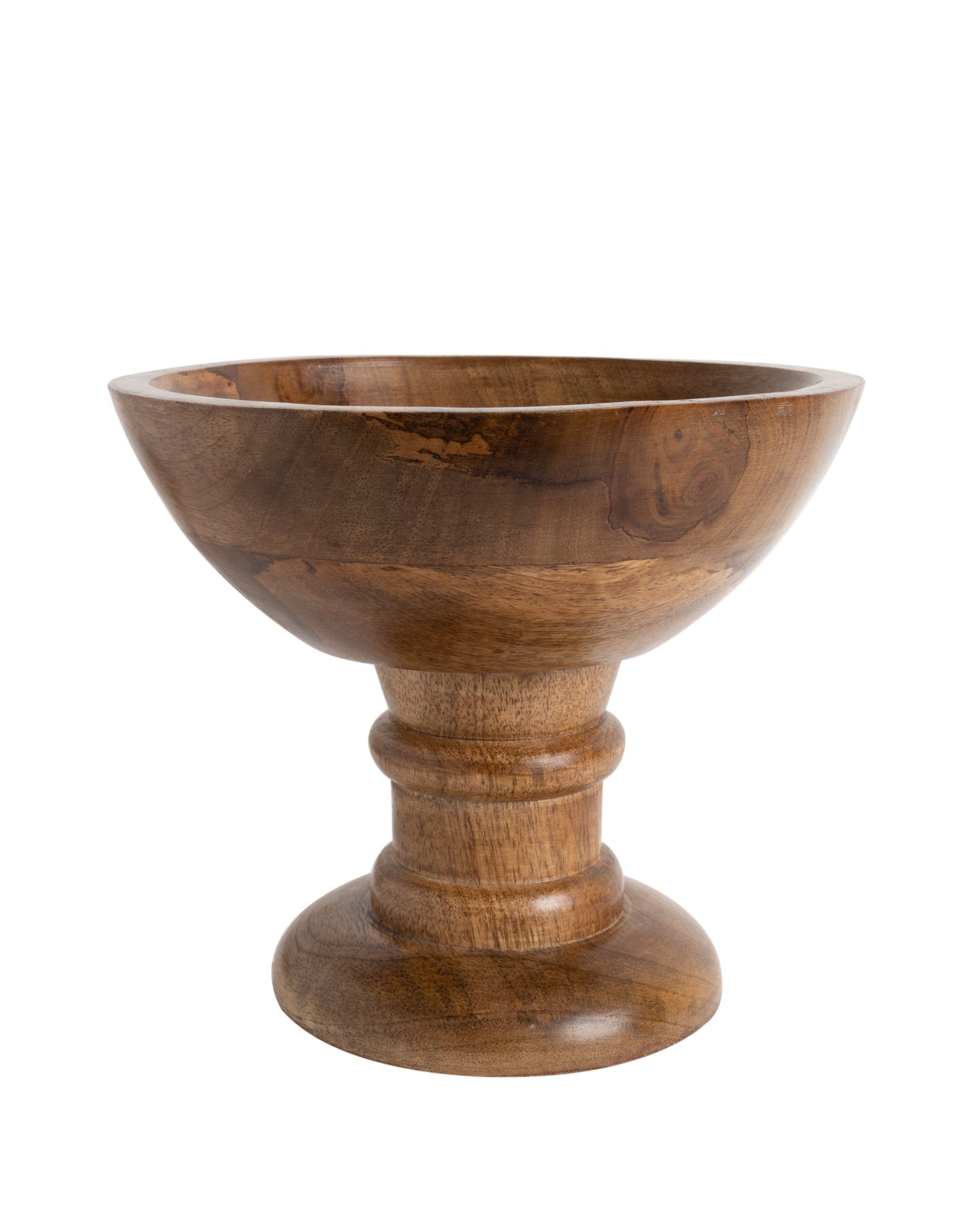 Vintage Wood Bowl with Stand-Natural Wooden Serving Bowl for Salads, Fruits, Popcorn, Pasta
