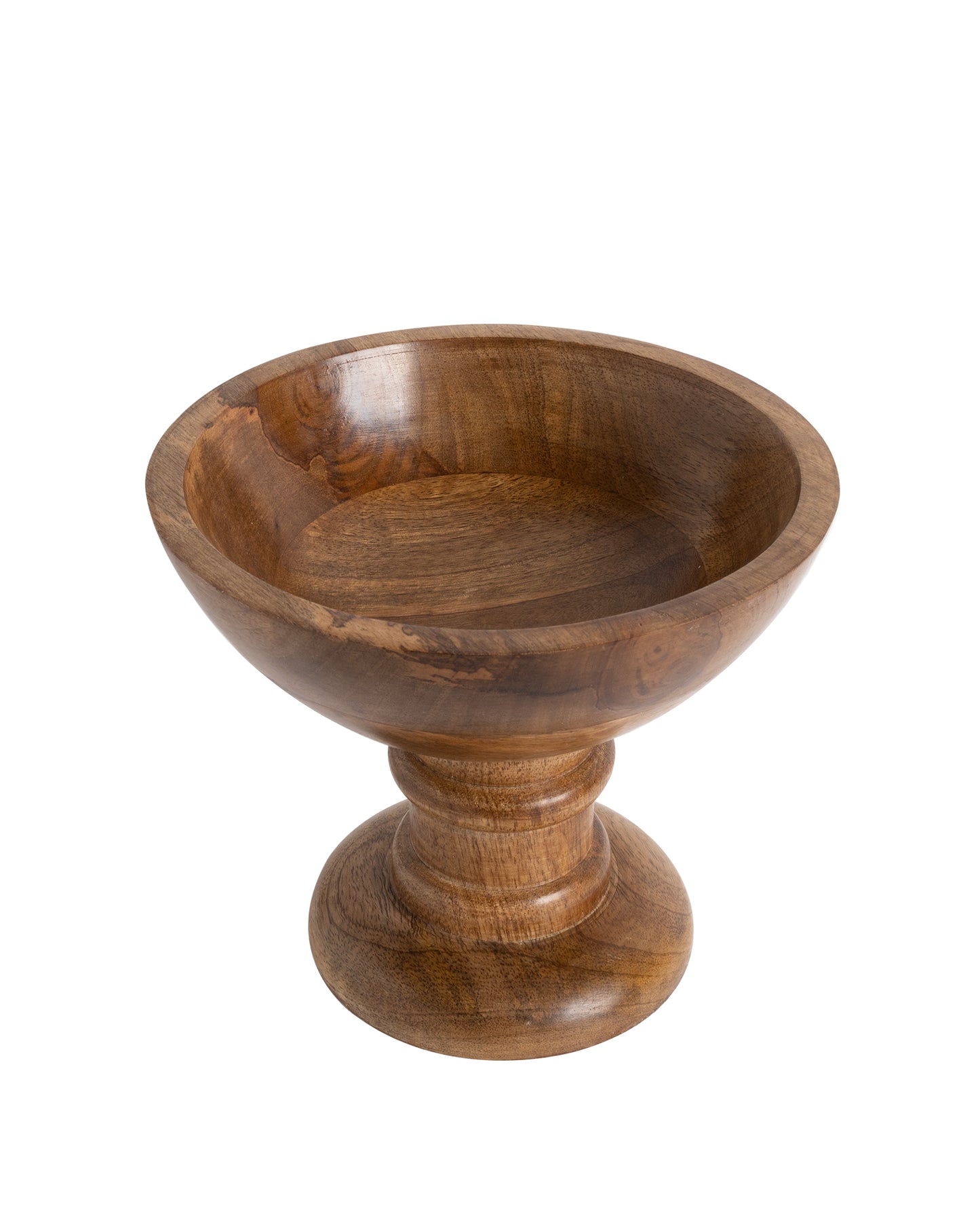 Vintage Wood Bowl with Stand-Natural Wooden Serving Bowl for Salads, Fruits, Popcorn, Pasta