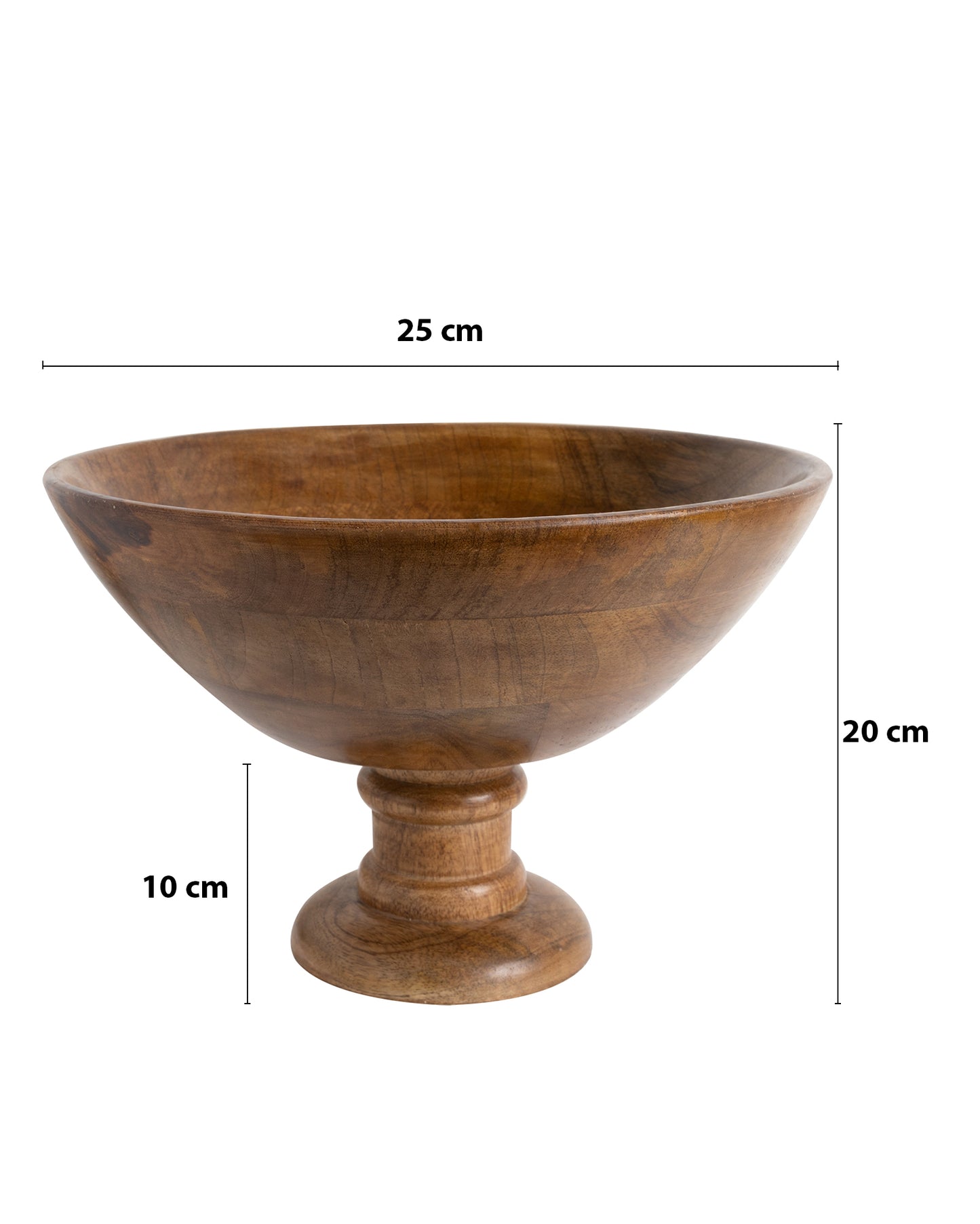 Vintage Wood Bowl with Stand-Natural Wooden Serving Bowl for Salads, Fruits, Popcorn, Pasta