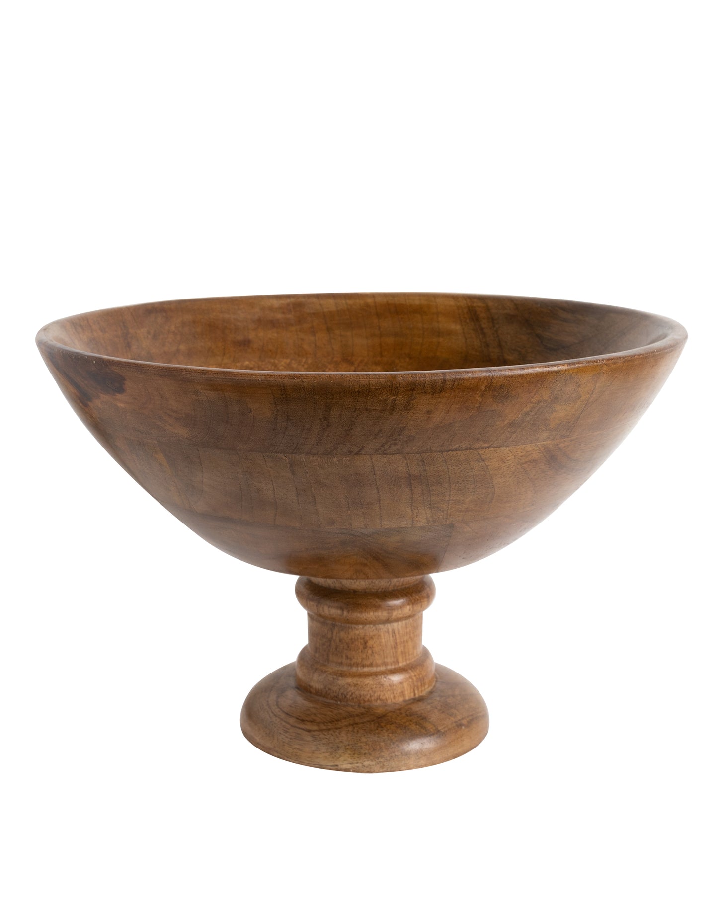 Vintage Wood Bowl with Stand-Natural Wooden Serving Bowl for Salads, Fruits, Popcorn, Pasta