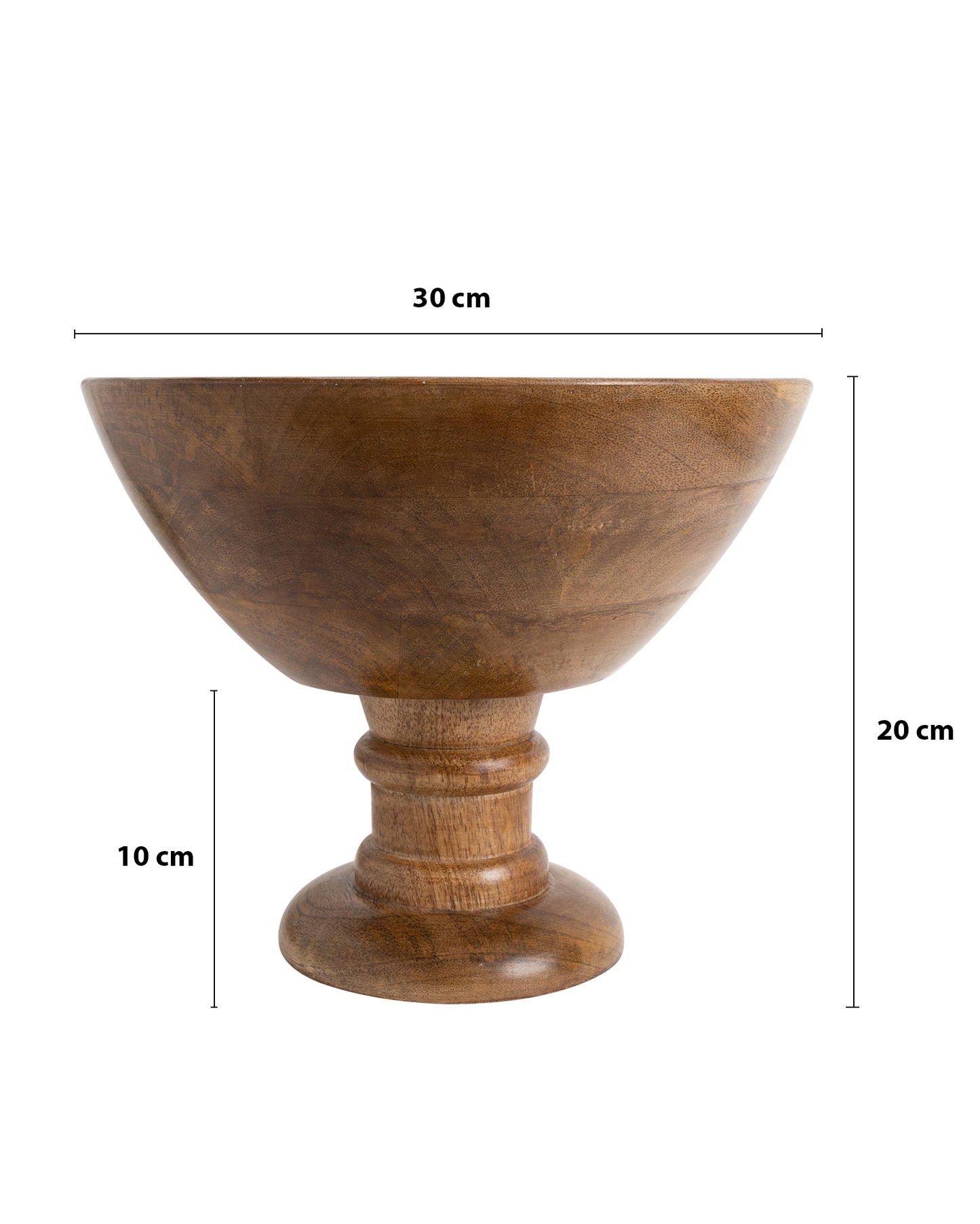 Vintage Wood Bowl with Stand-Natural Wooden Serving Bowl for Salads, Fruits, Popcorn, Pasta