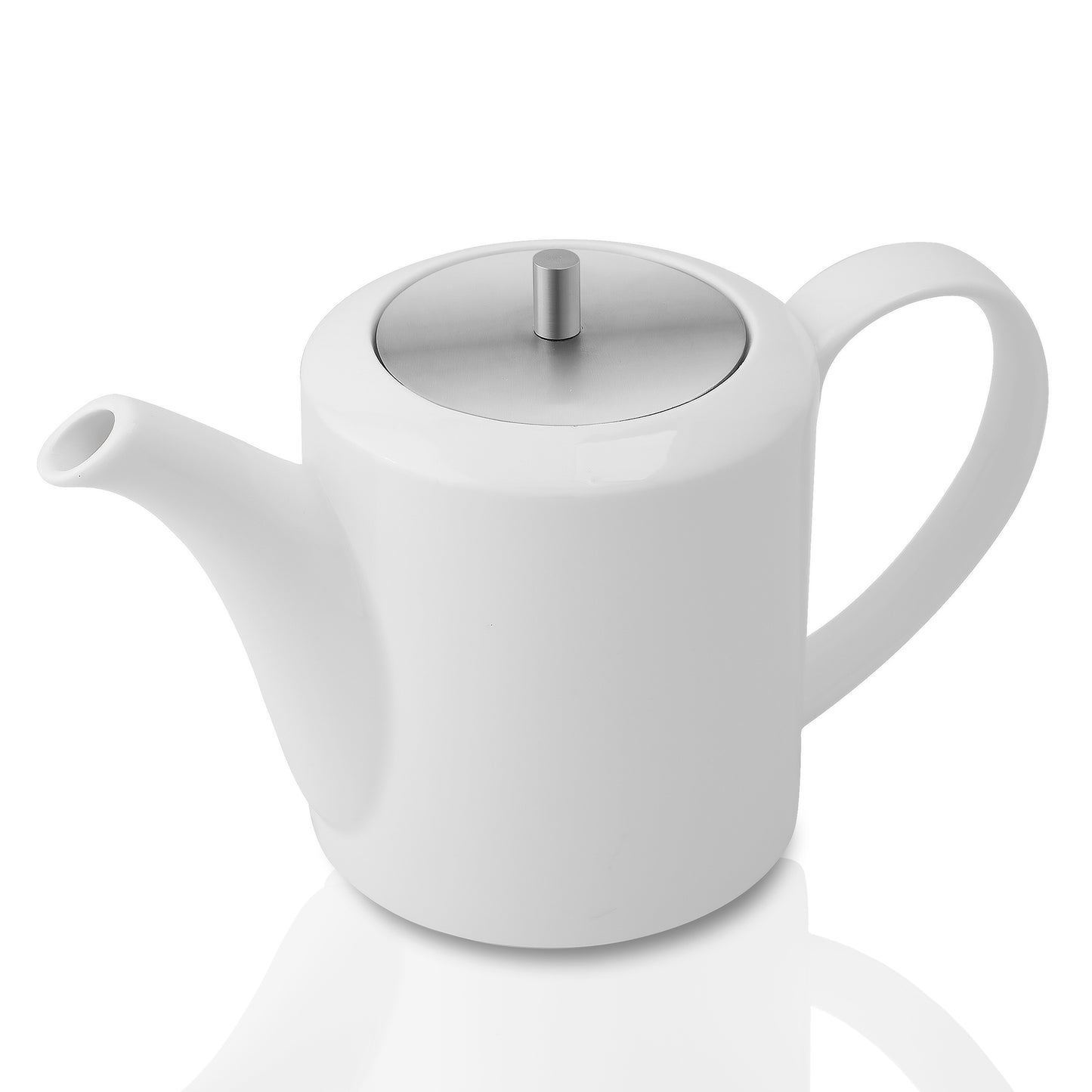 White Fine Porcelain Ancient Spring Tea kettle with steel lid, Bone china pot for morning tea, coffee, drink